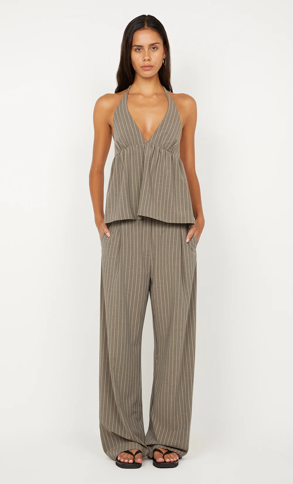 JONNI PANT - CHARCOAL STRIPE