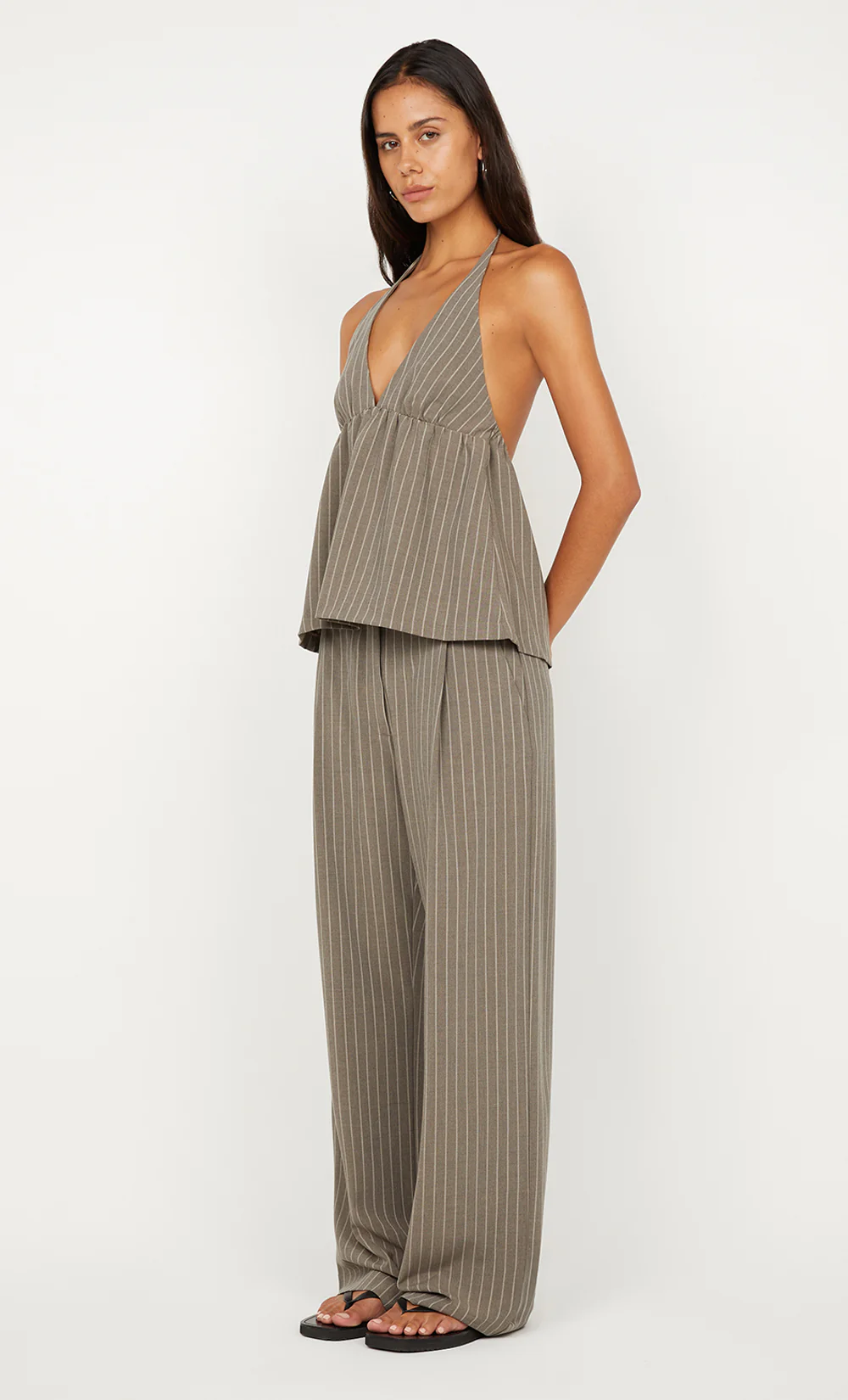 JONNI HALTER TOP - CHARCOAL STRIPE - Image 3