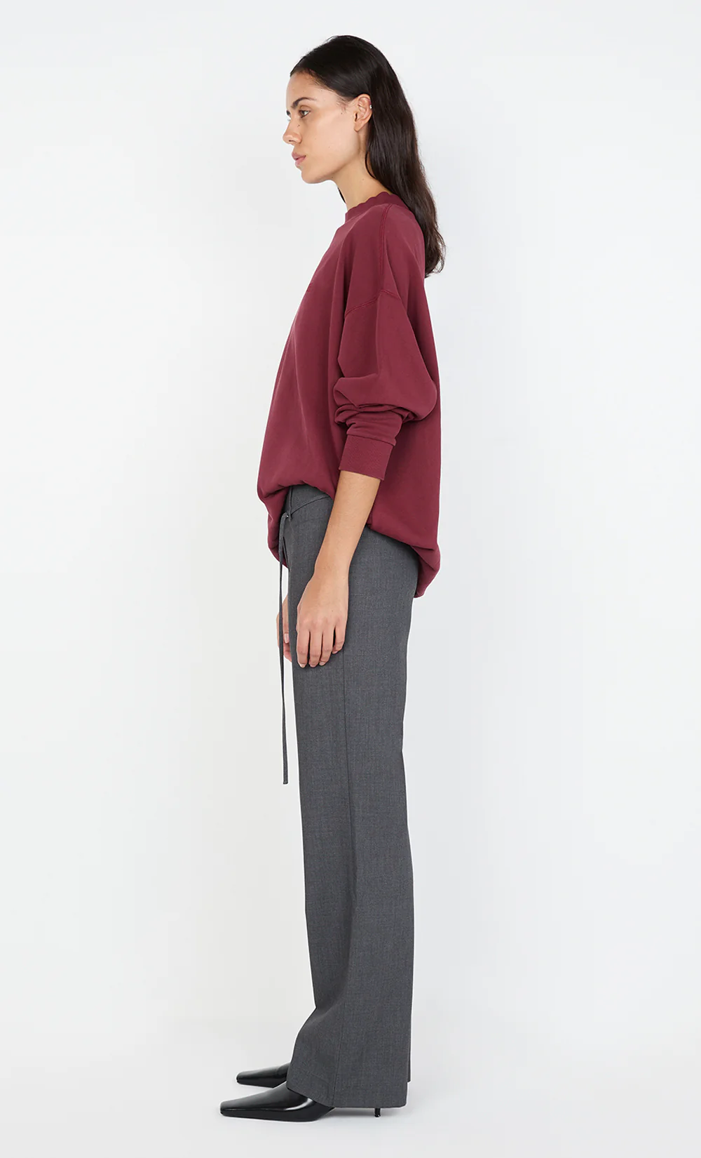 JORJA CREW JUMPER  - BURGUNDY - Image 3