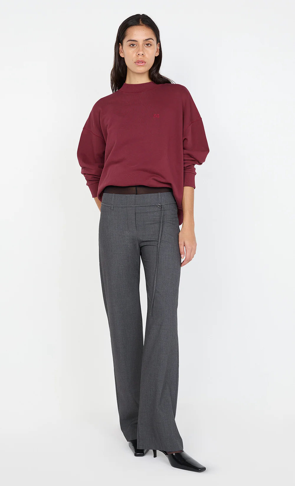 JORJA CREW JUMPER  - BURGUNDY - Image 5