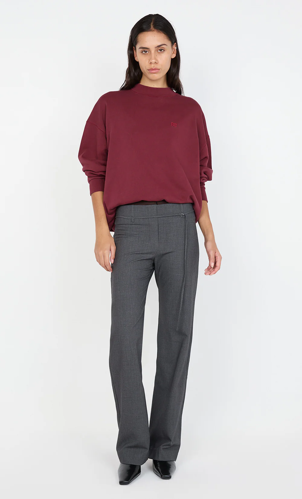 JORJA CREW JUMPER  - BURGUNDY - Image 6