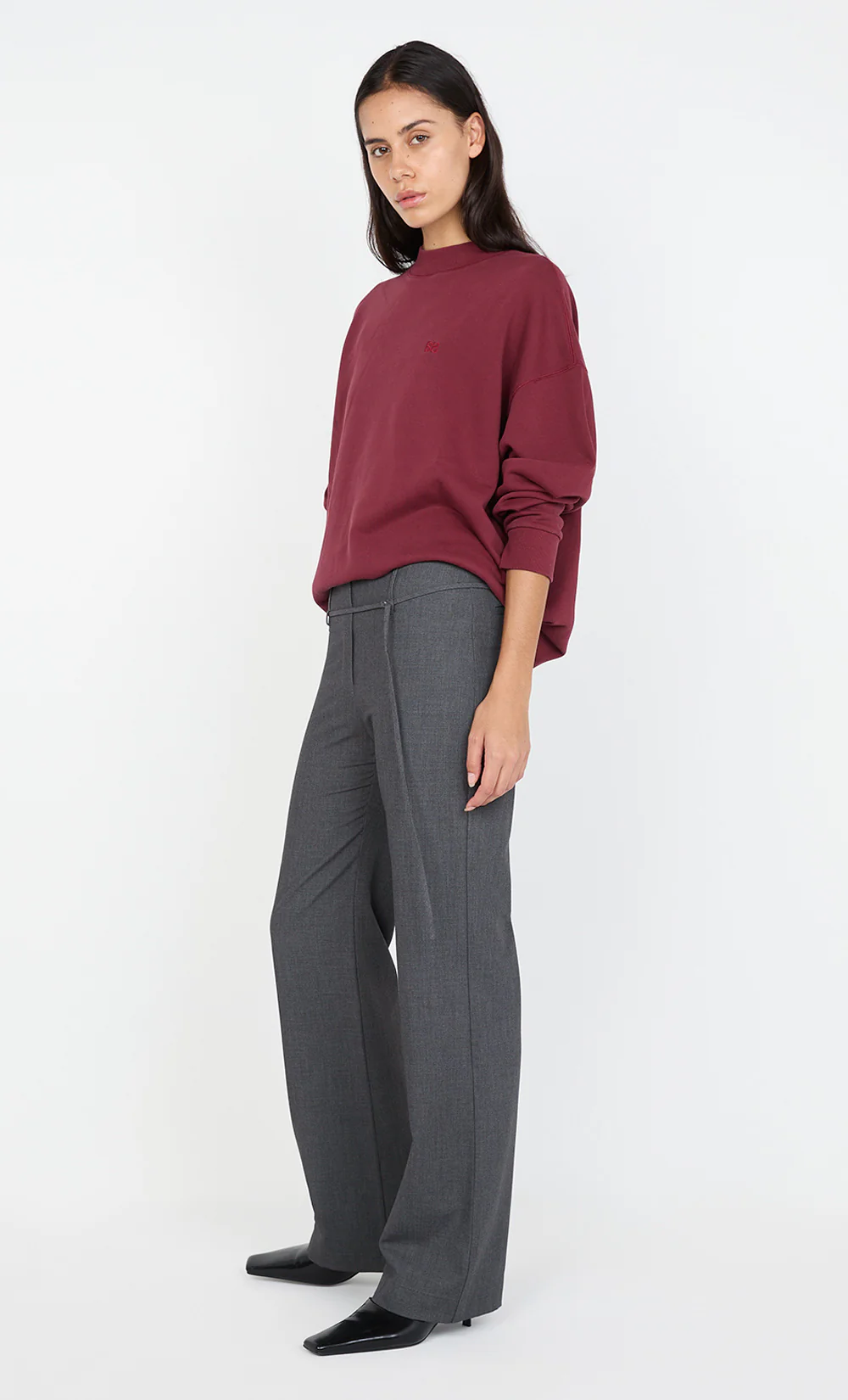 JORJA CREW JUMPER  - BURGUNDY - Image 7