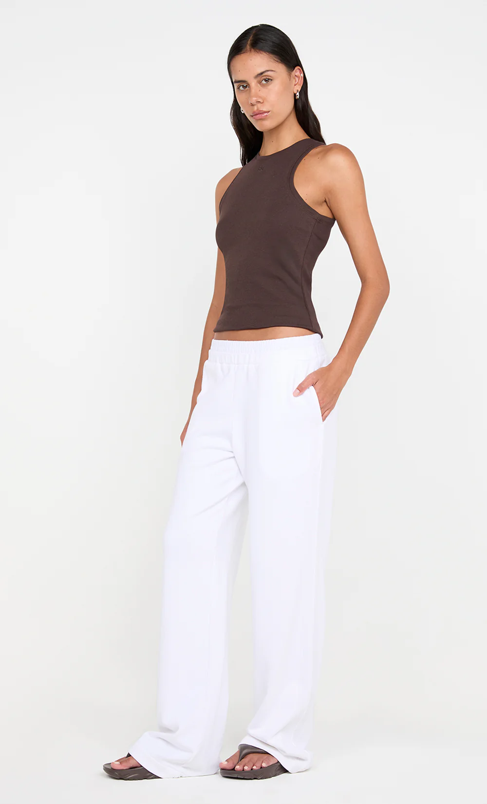 JORJA DOUBLE WAISTBAND PANT - WHITE - Image 3