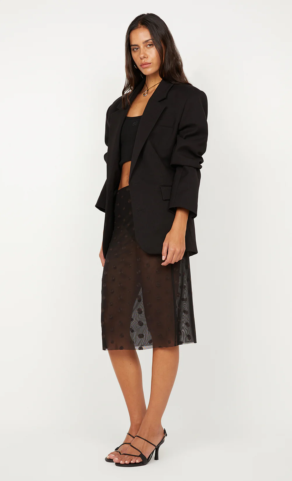 KARLA MIDI SKIRT - BLACK/CHOC SPOT - Image 3