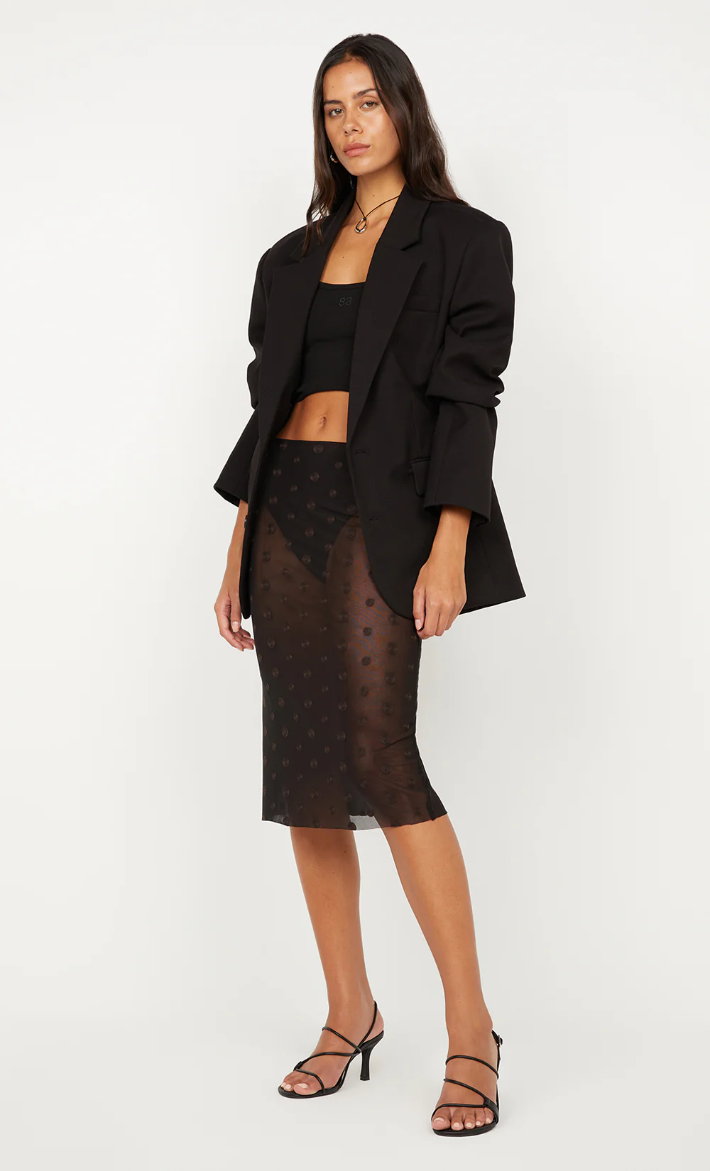 KARLA MIDI SKIRT - BLACK/CHOC SPOT - Image 5