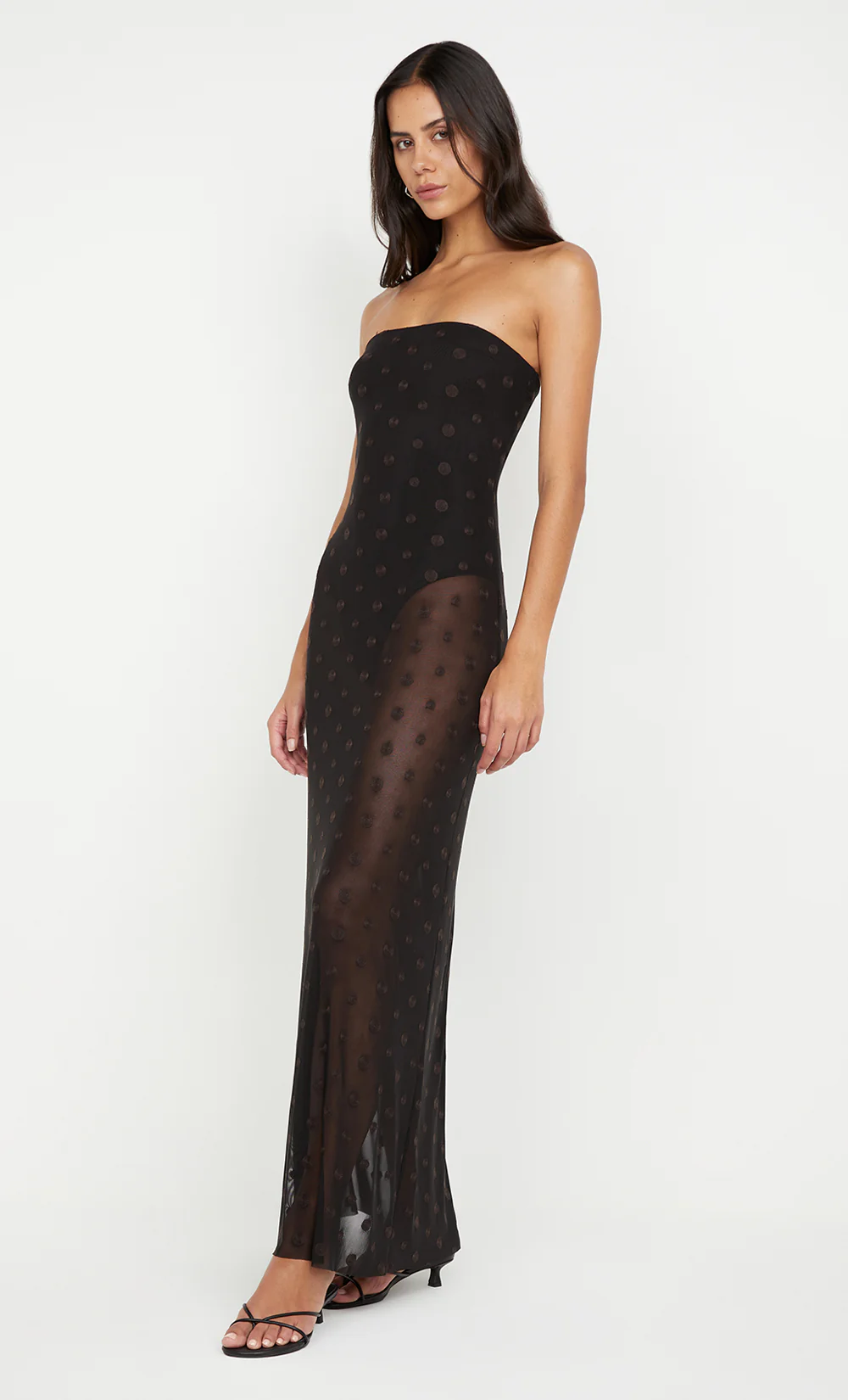 KARLA STRAPLESS MAXI DRESS - BLACK/CHOC SPOT - Image 3
