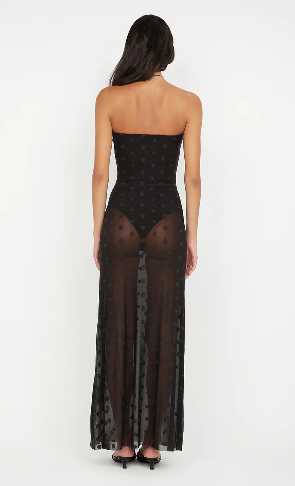 KARLA STRAPLESS MAXI DRESS - BLACK/CHOC SPOT - Image 4