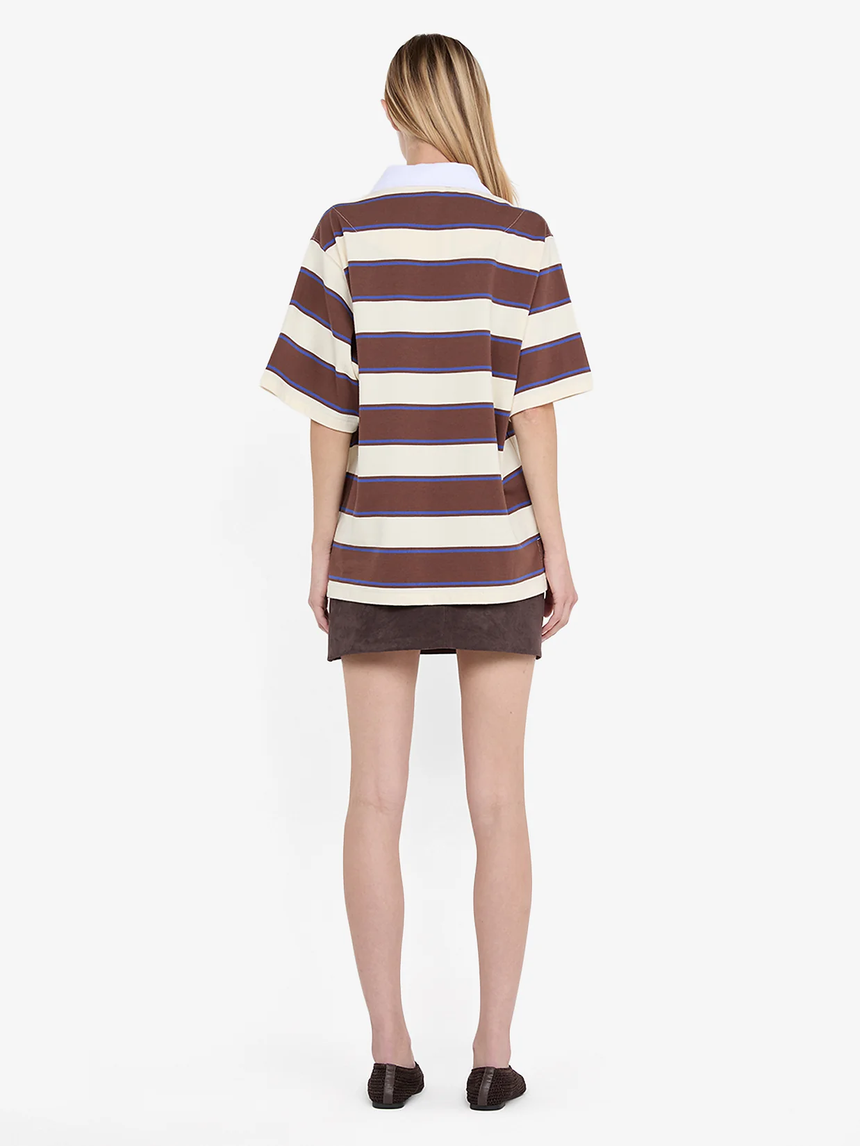 MYLO JERSEY TEE - IVORY/CHOC STRIPE - Image 4