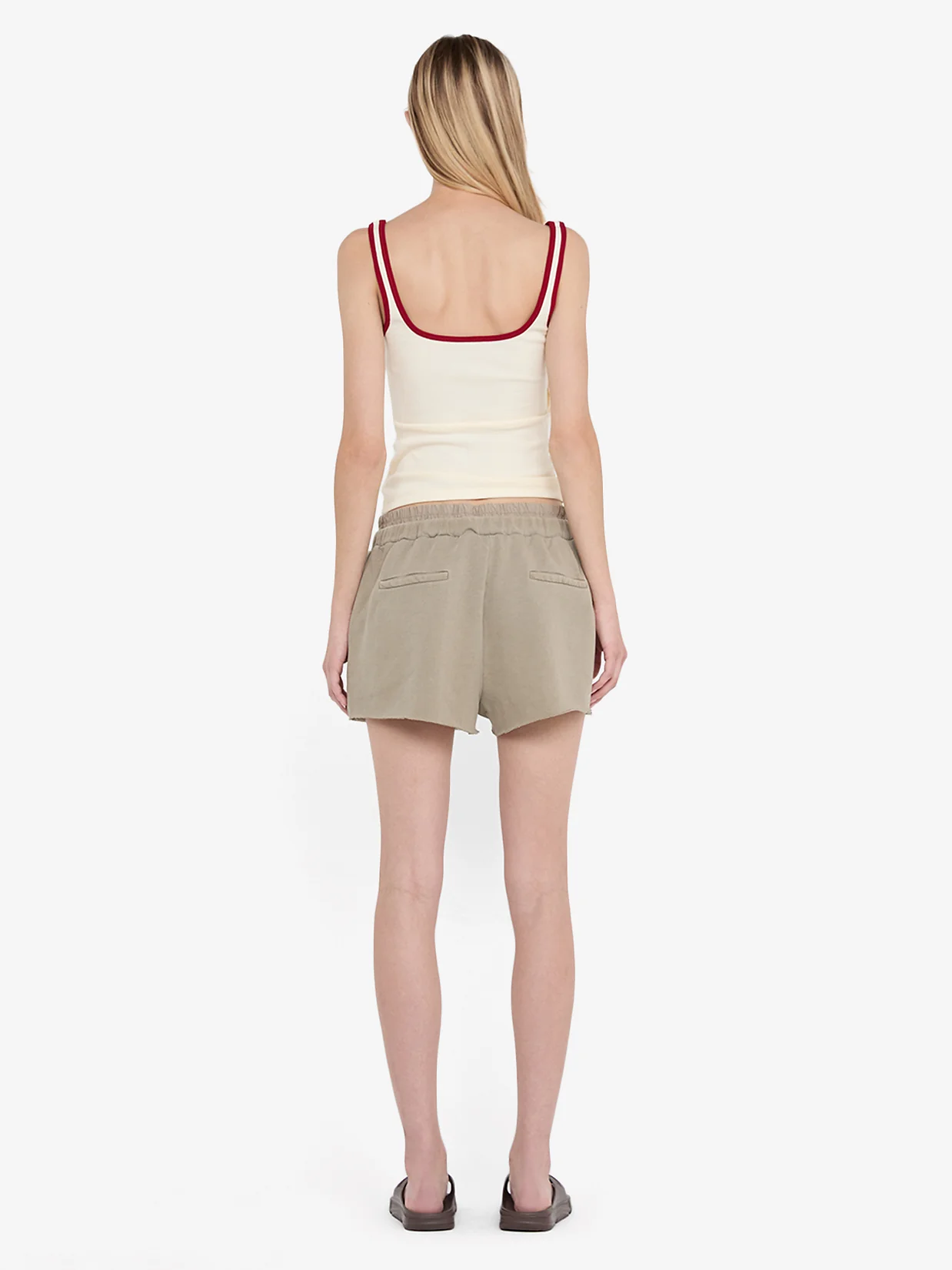 LANA SQUARE NECK TANK - CHALK/CHERRY - Image 3