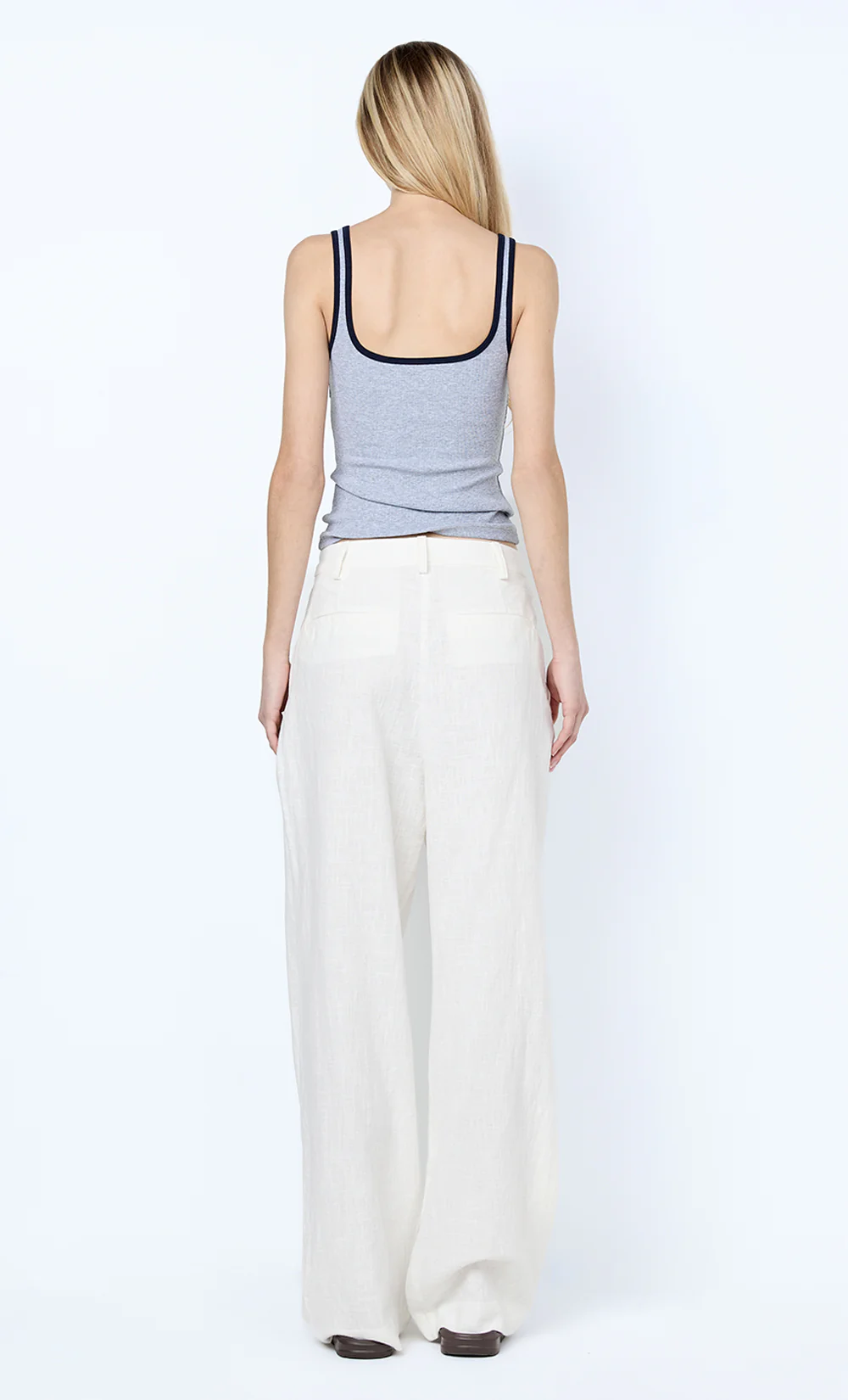 LANA SQUARE NECK TANK - GREY MARLE/INK - Image 5