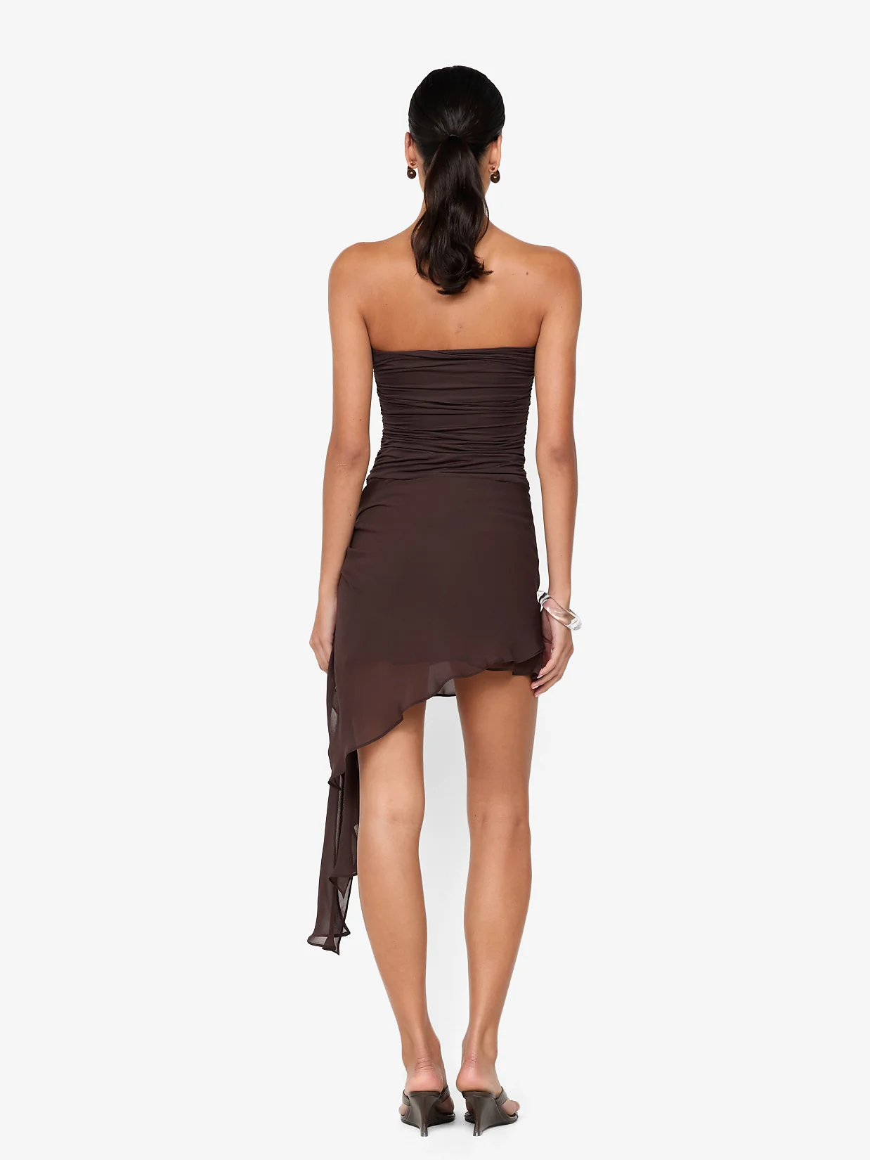 LANDON STRAPLESS MINI DRESS - DARK CHOCOLATE - Image 3