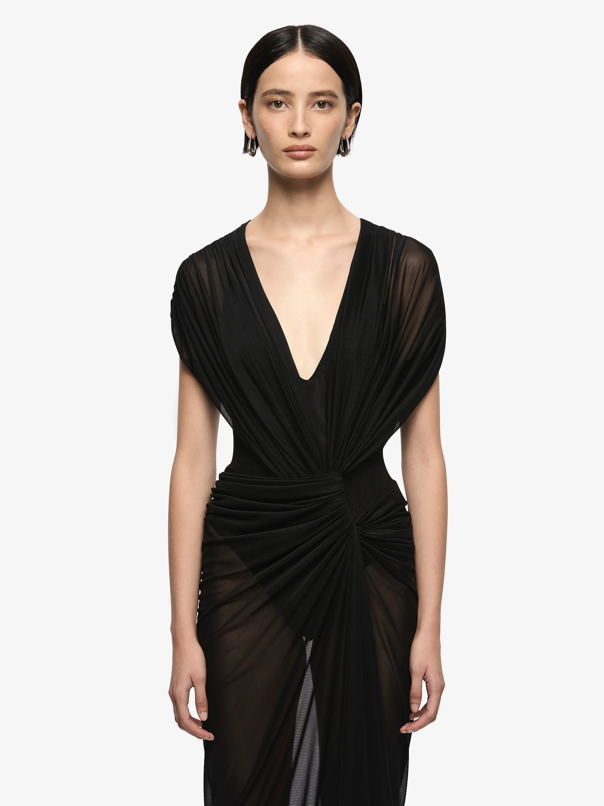 LEIA DRAPE MAXI DRESS - BLACK - Image 2