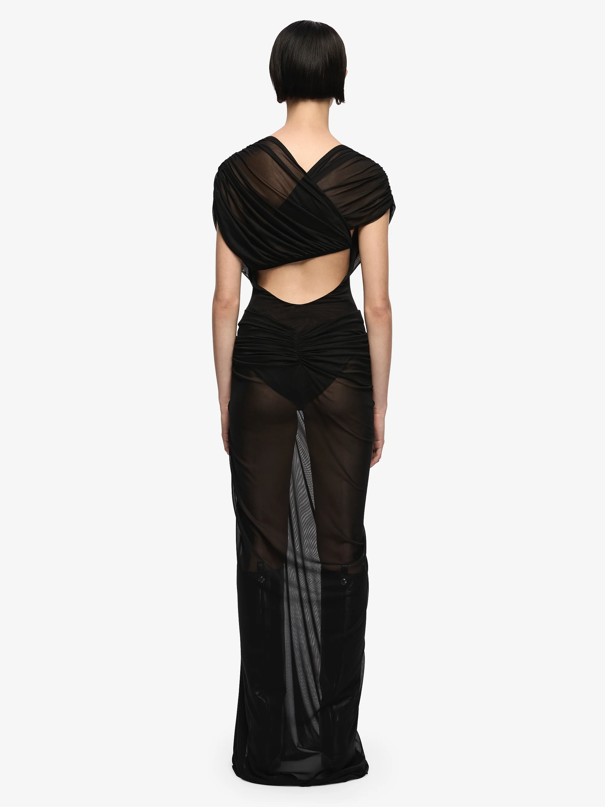LEIA DRAPE MAXI DRESS - BLACK - Image 3