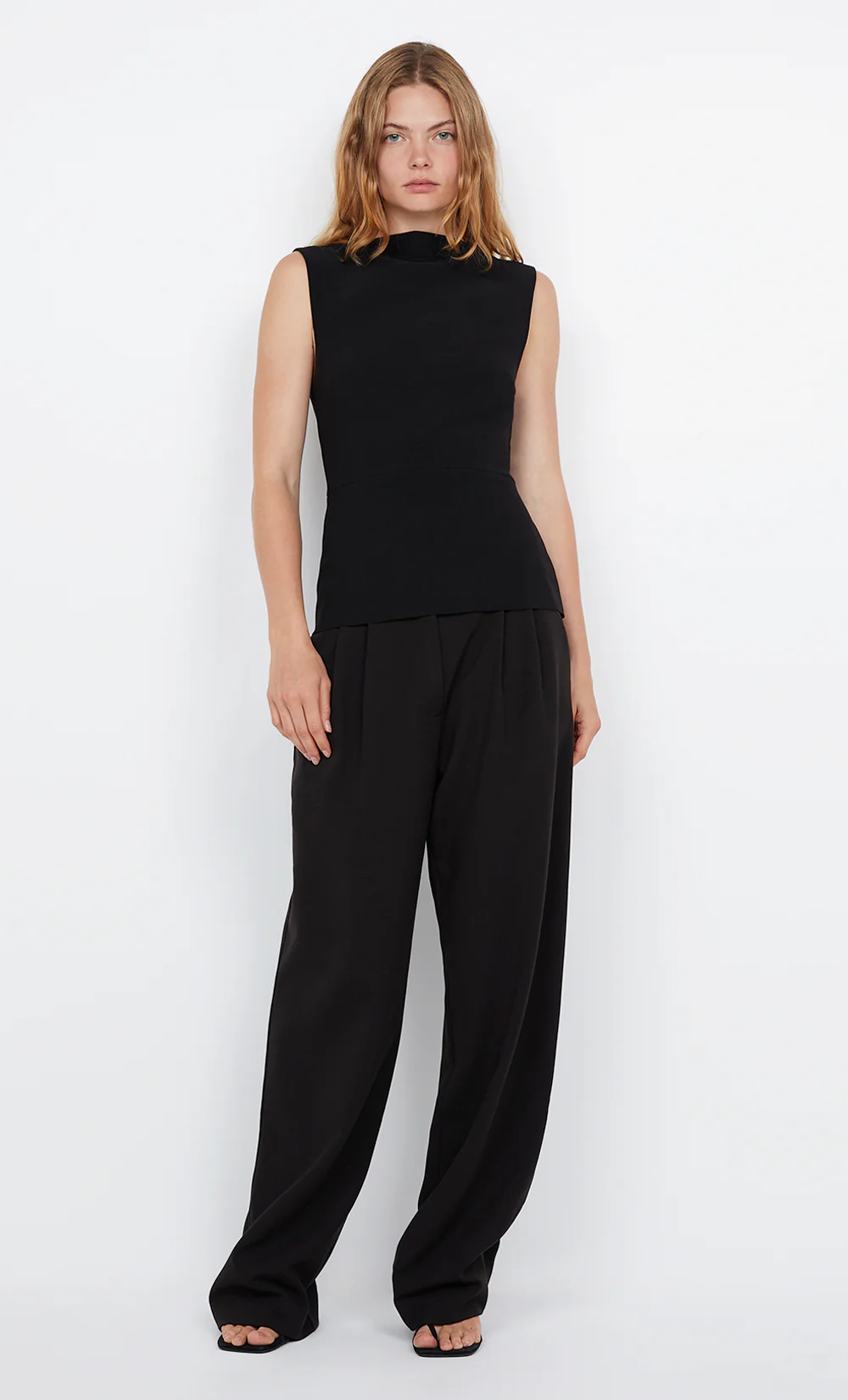 LEORA PEPLUM TOP - BLACK