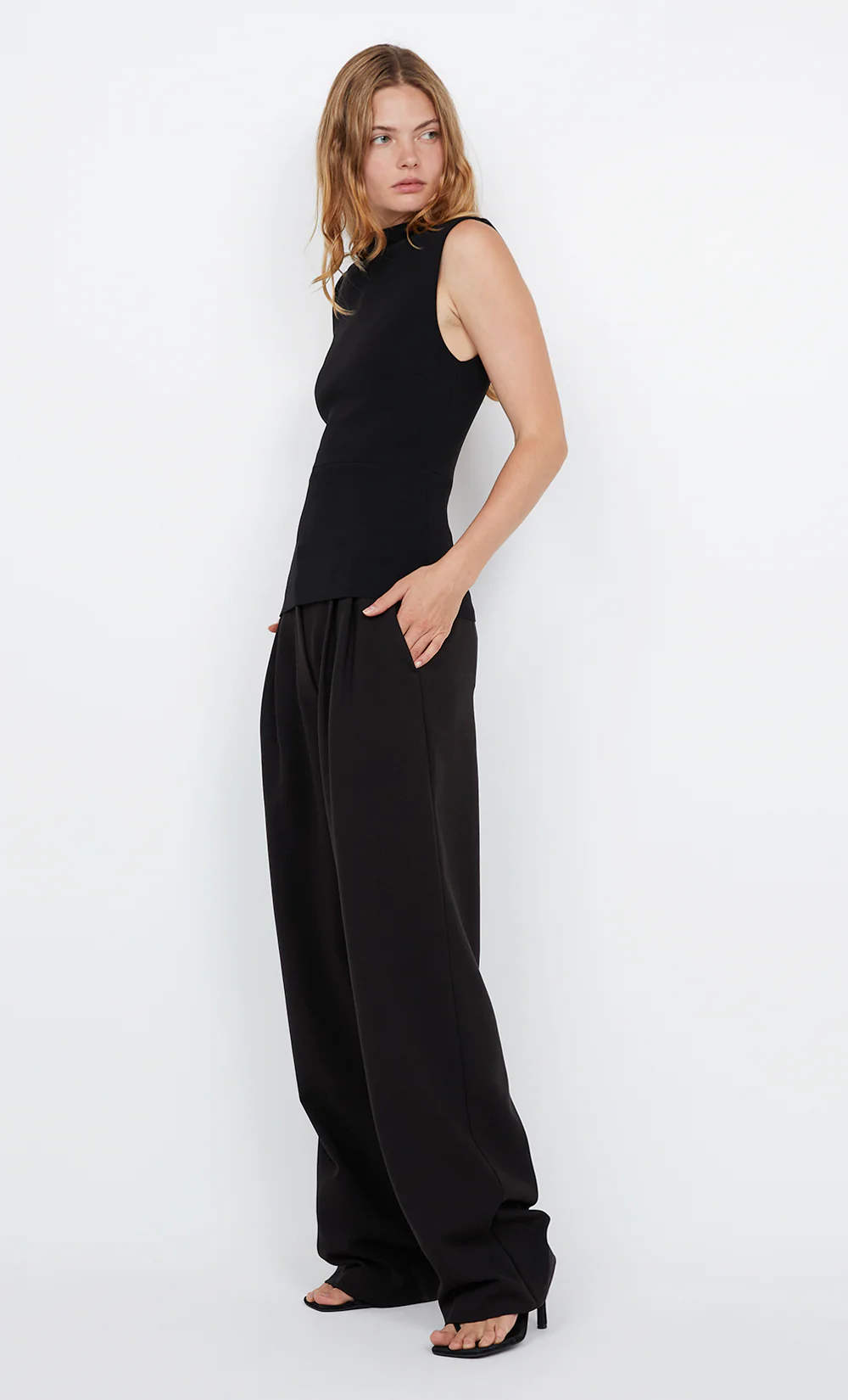 LEORA PEPLUM TOP - BLACK - Image 3