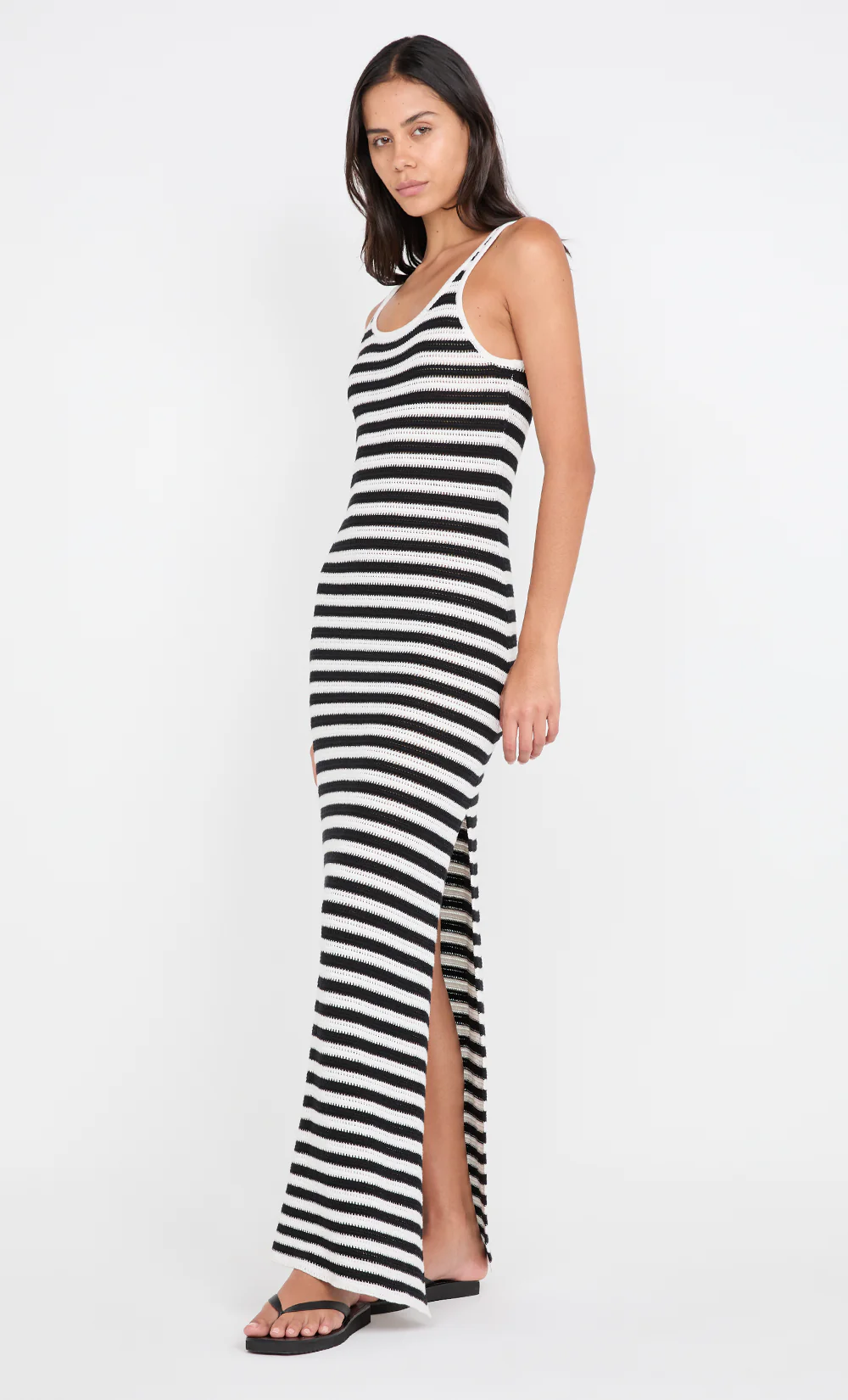 LEXI TANK MAXI DRESS - BLACK/WHITE STRIPE - Image 2