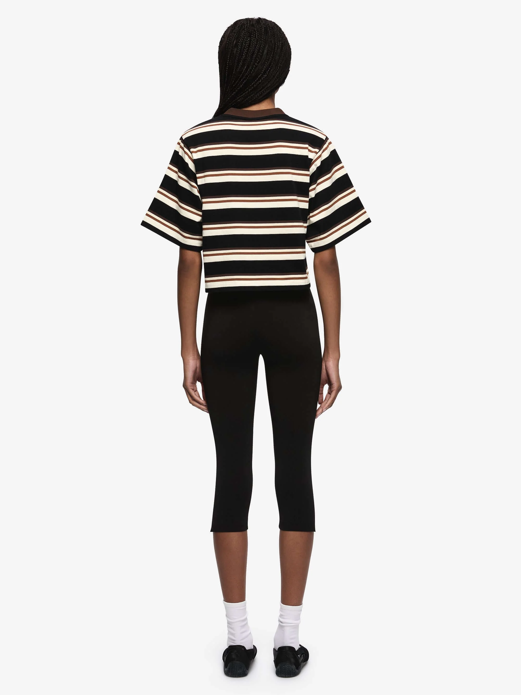NIKA CROPPED JERSEY - BLACK/CHOCOLATE STRIPE - Image 4