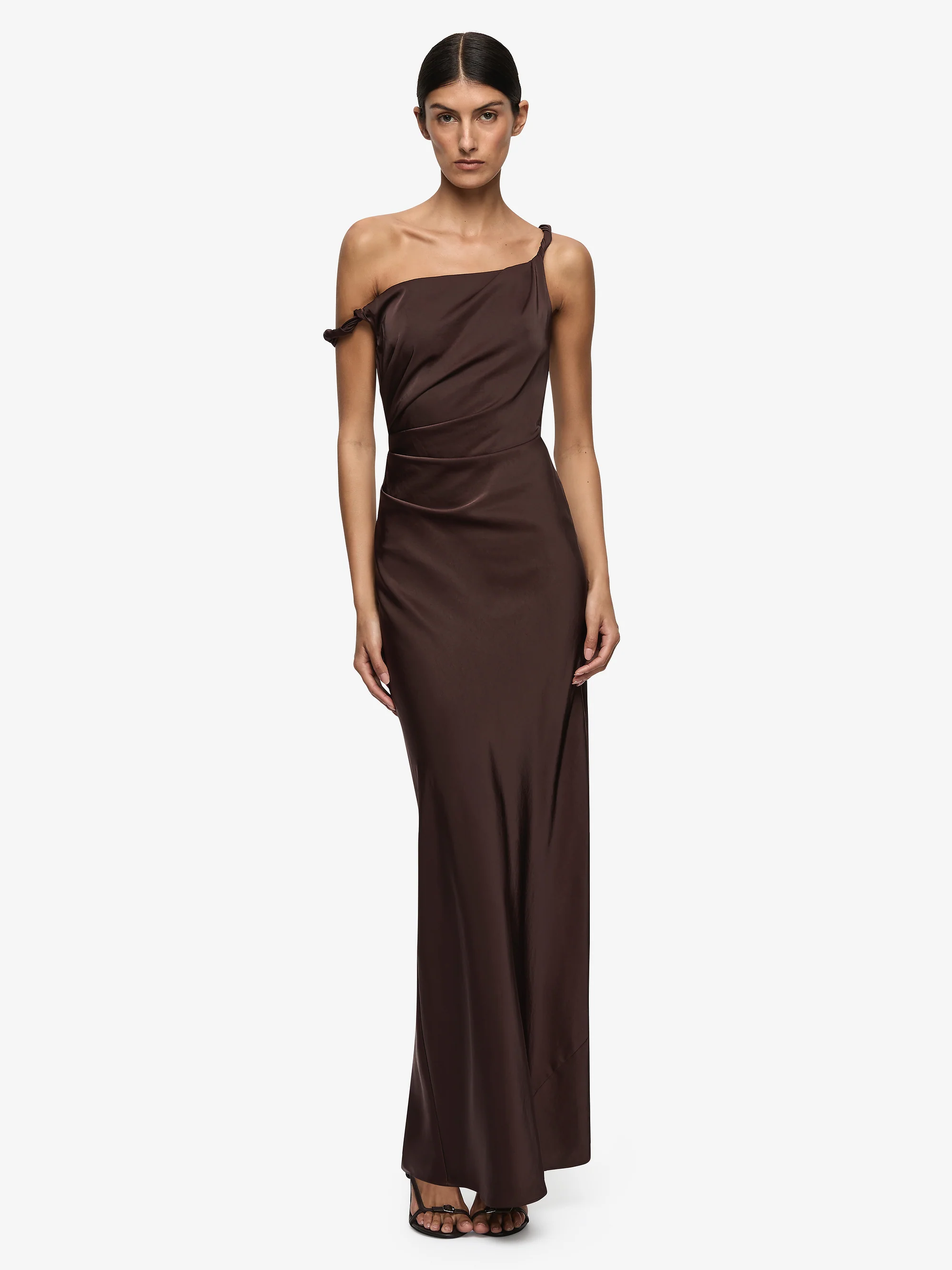 LUNETTA TWIST STRAP DRESS - DARK CHOCOLATE - Image 4
