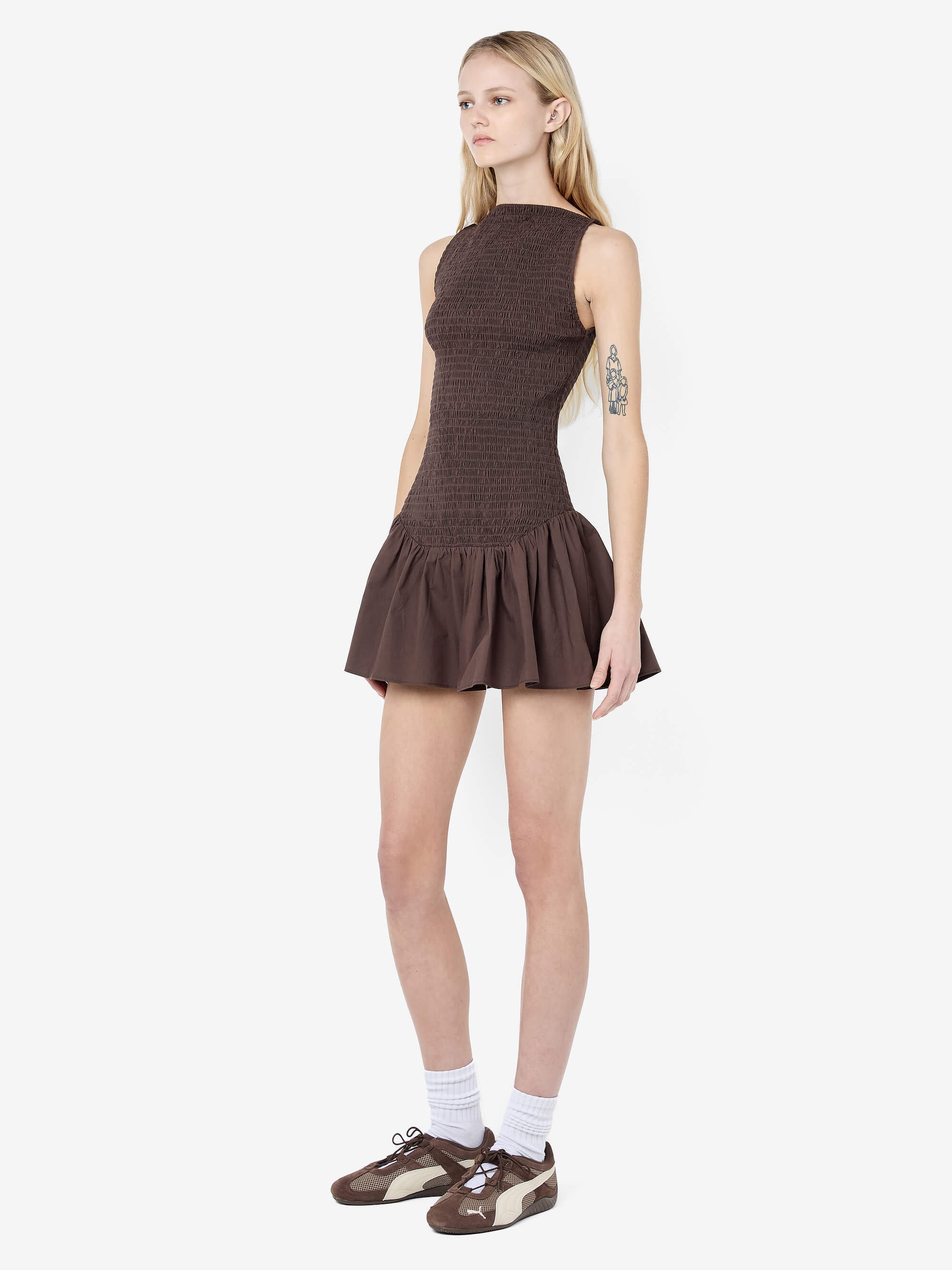 MARCELINE MINI DRESS - DARK CHOCOLATE - Image 2