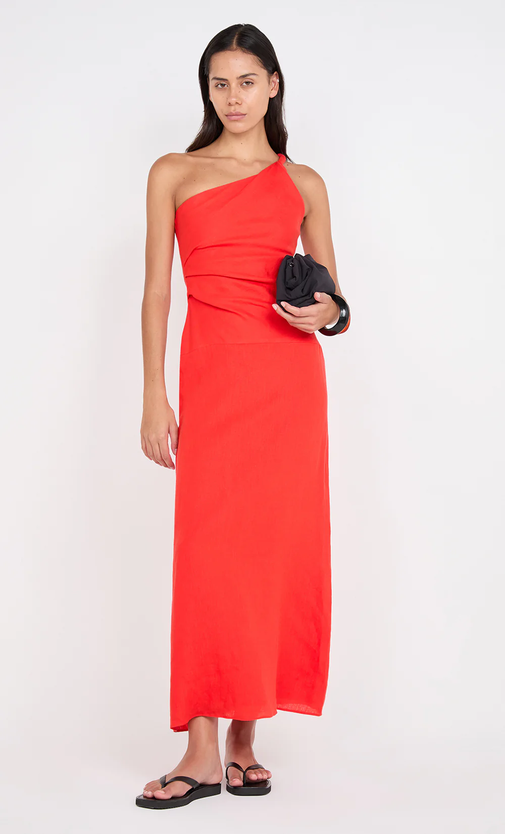 MELANIE ASYM MAXI DRESS - FIRE RED