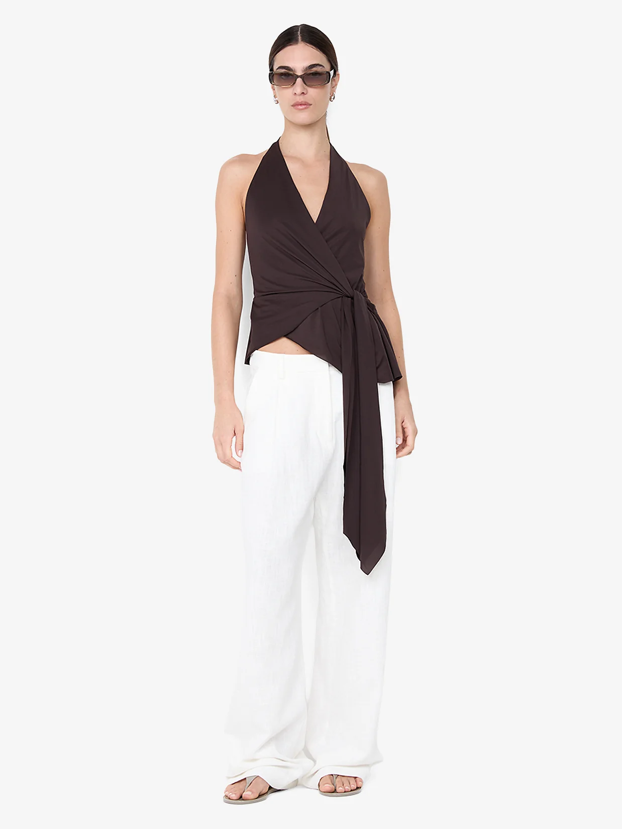 MIA HALTER TOP - DARK CHOCOLATE