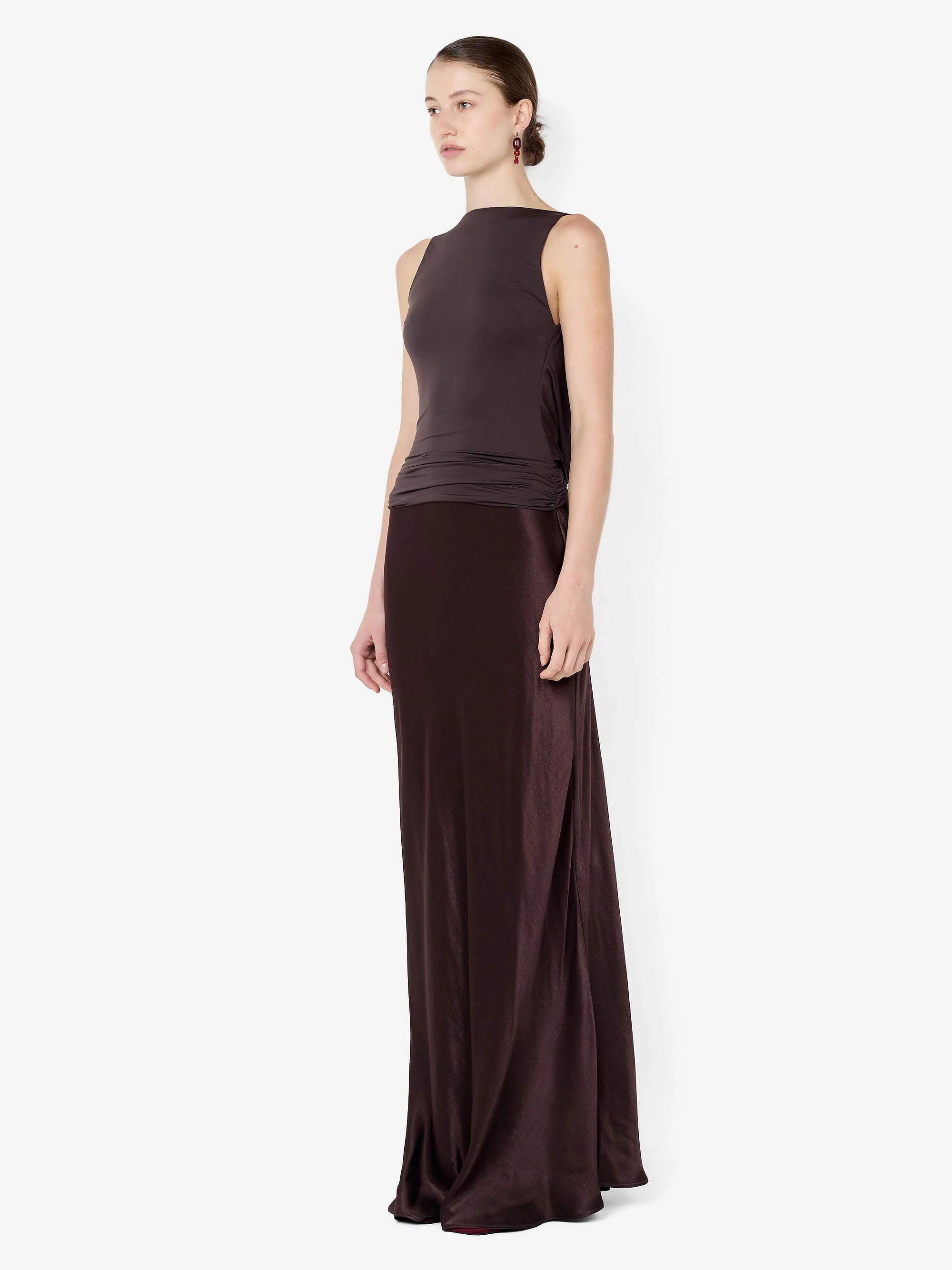 MIRABELLE COWL NECK MAXI DRESS - DARK CHOC/ESPRESSO - Image 2