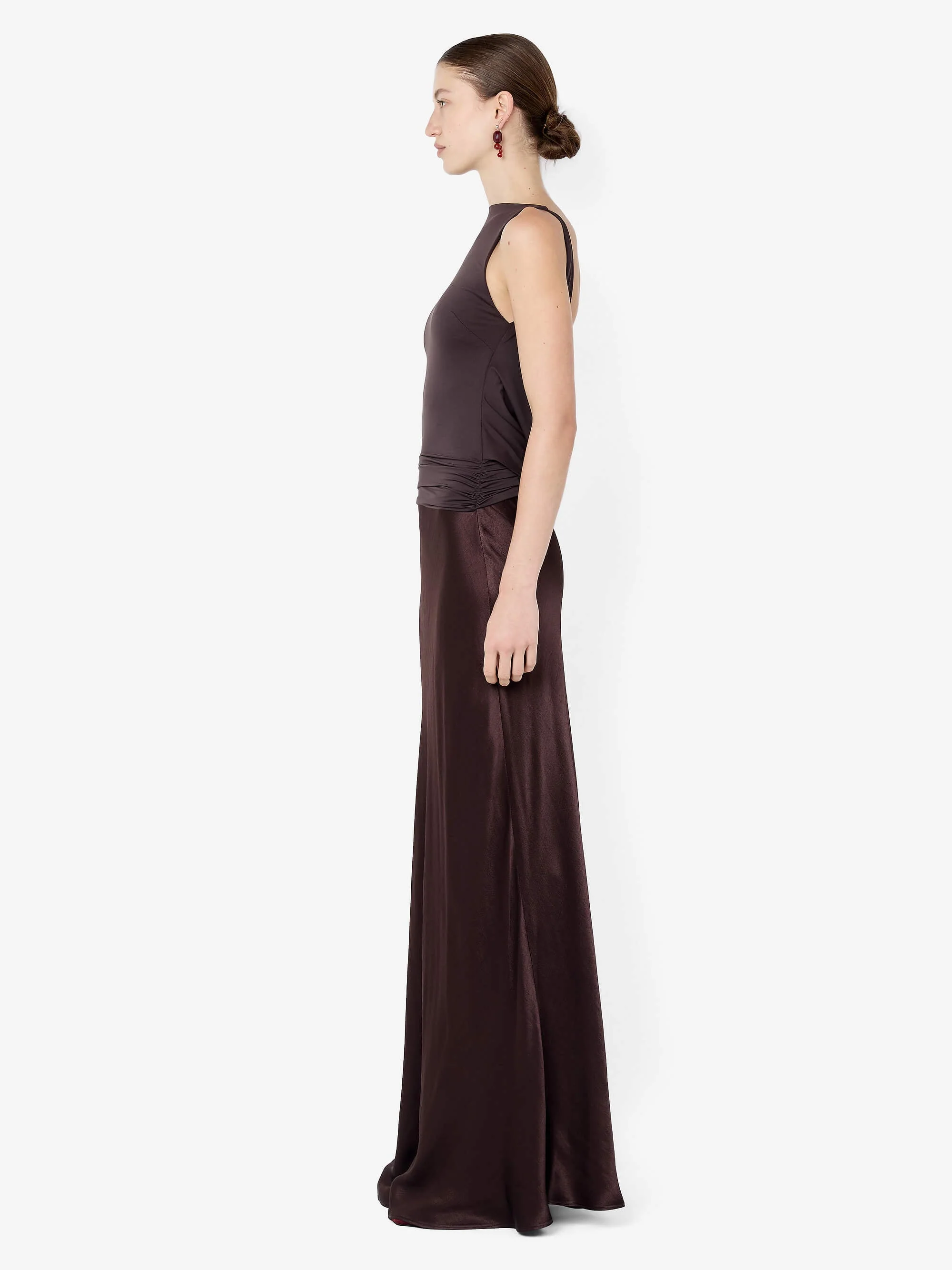 MIRABELLE COWL NECK MAXI DRESS - DARK CHOC/ESPRESSO - Image 3