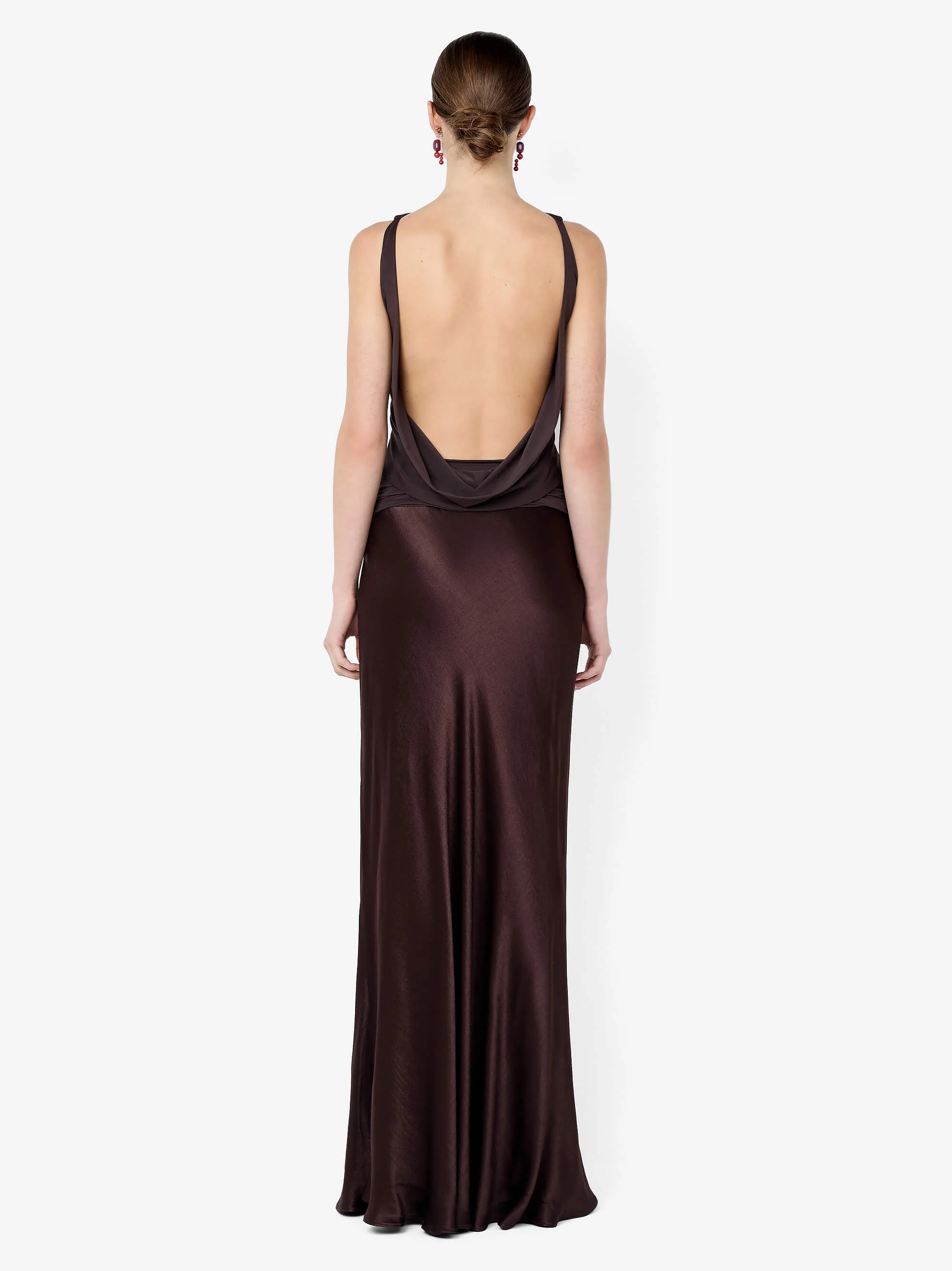 MIRABELLE COWL NECK MAXI DRESS - DARK CHOC/ESPRESSO - Image 4