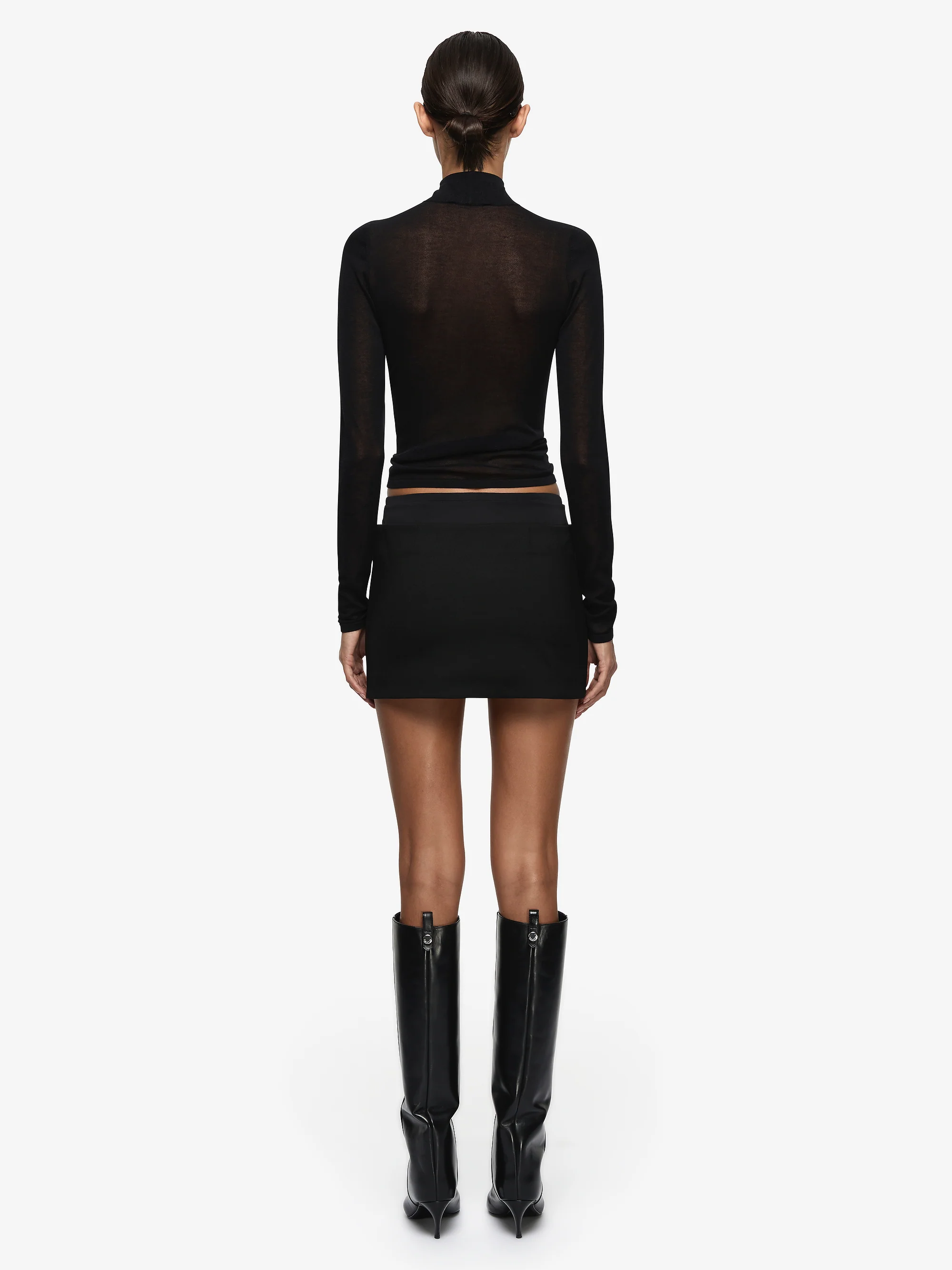 MIRREN CONTRAST MINI SKIRT - BLACK - Image 4