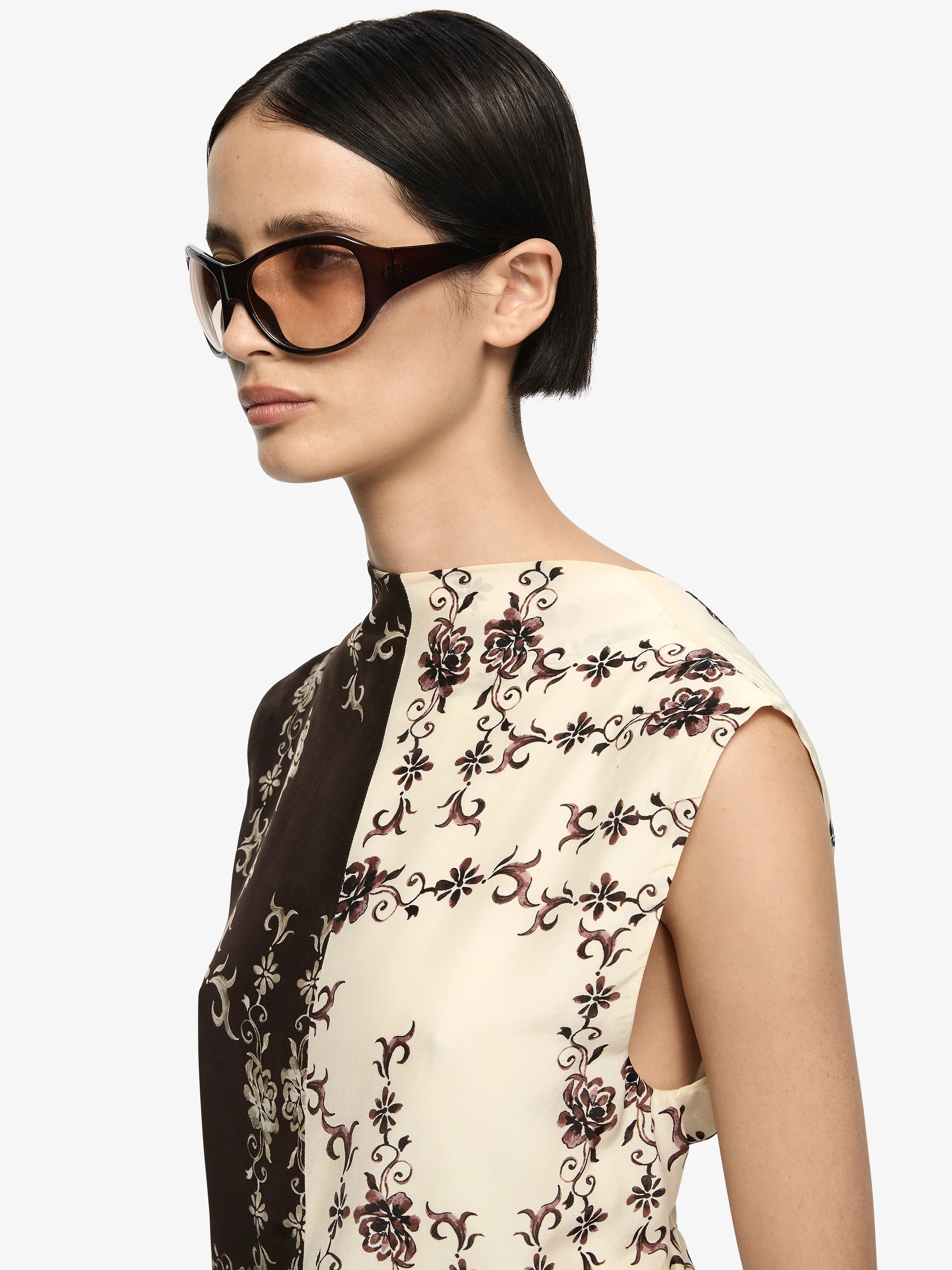MYAH TOP - GEO VINE FLORAL CHOC/CREAM - Image 4