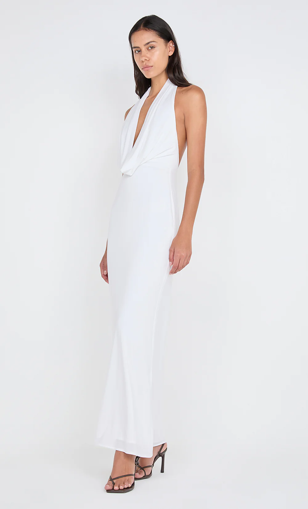 NESSIE COWL NECK MAXI DRESS - WHITE - Image 3