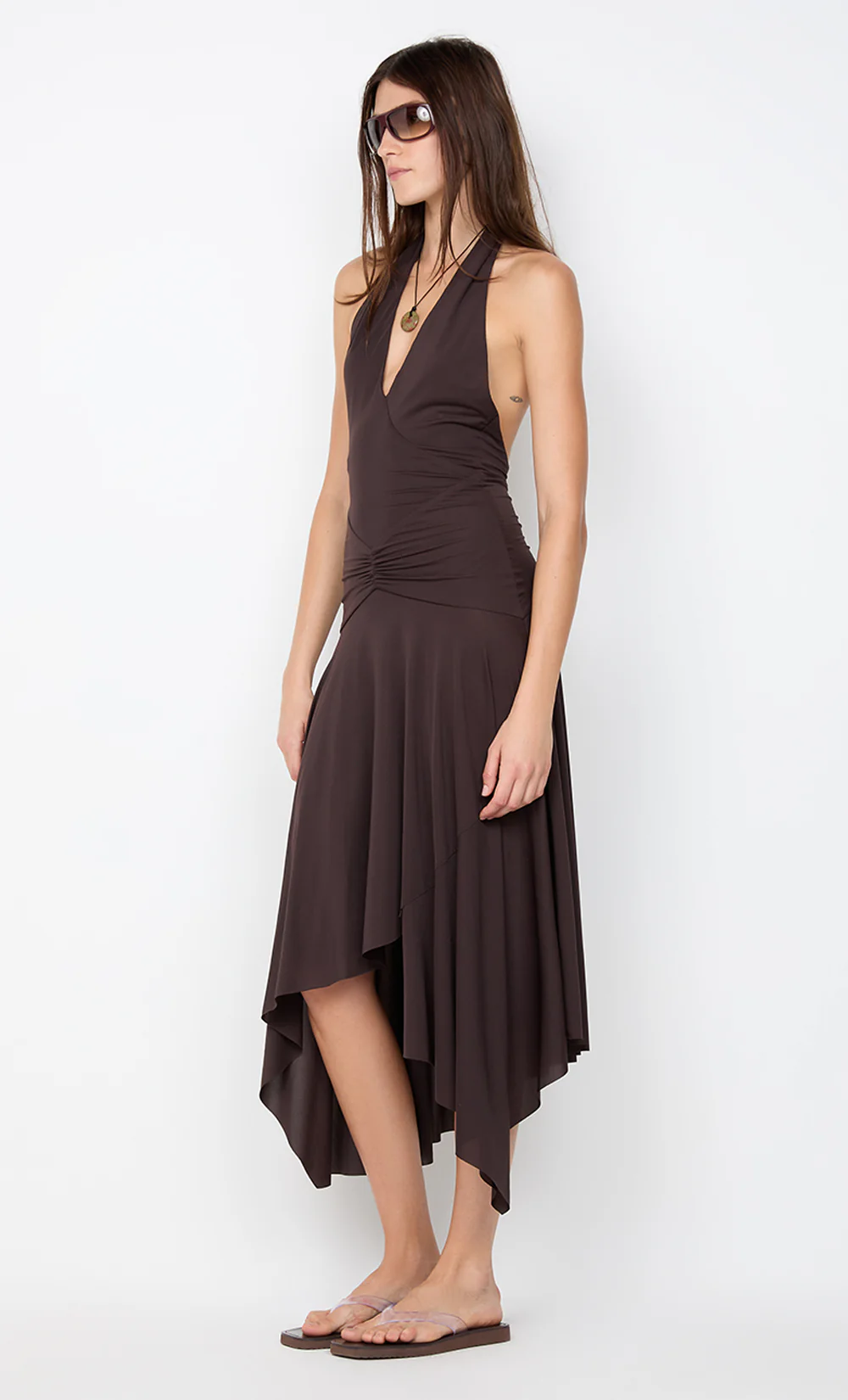 NESSIE HALTER DRESS - DARK CHOCOLATE - Image 3