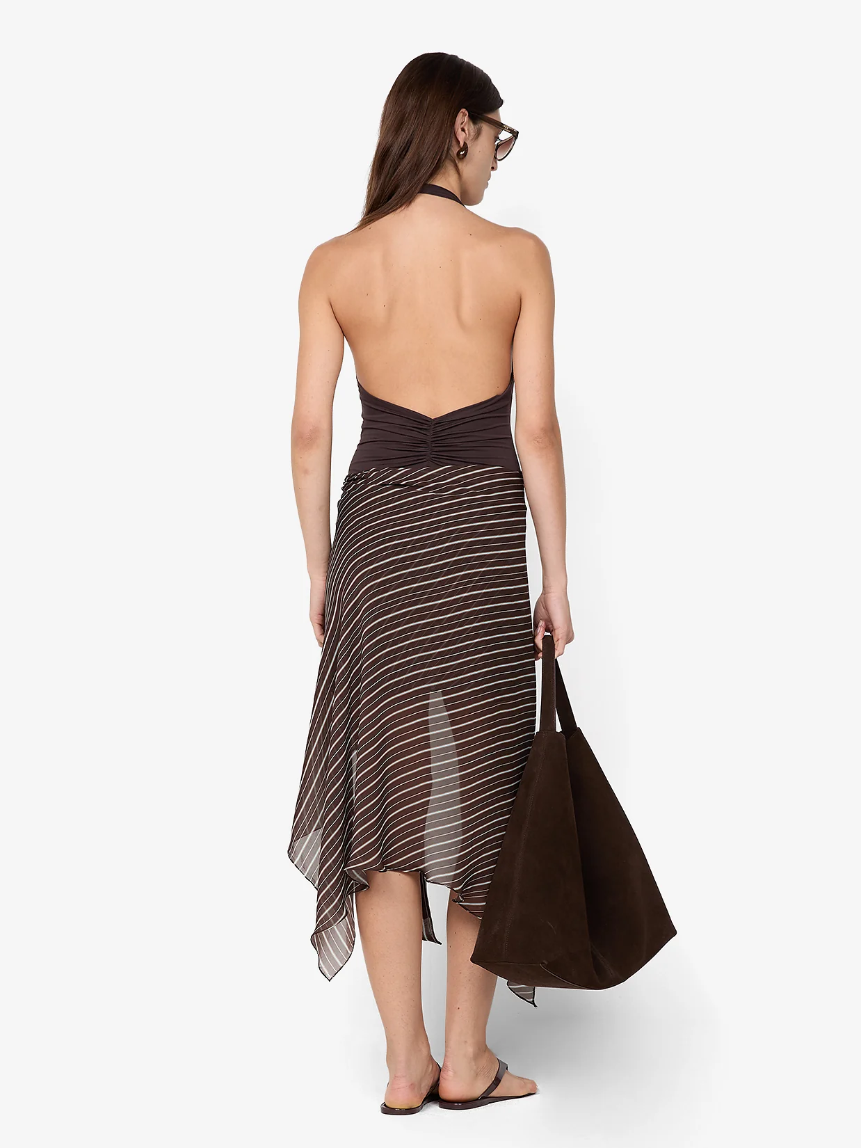 NORMA HALTER DRESS - CHOC SLICE STRIPE - Image 4