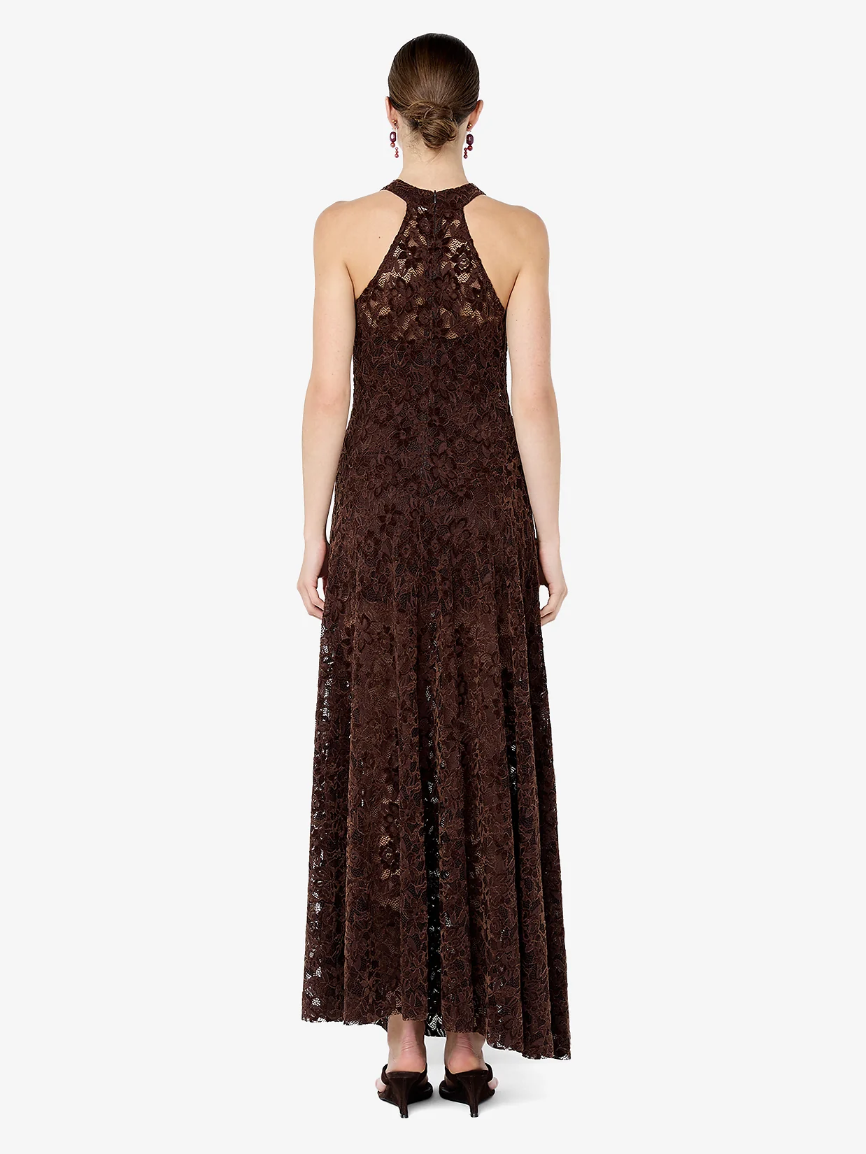 PAMELA HIGH NECK MAXI DRESS - CHOC - Image 3