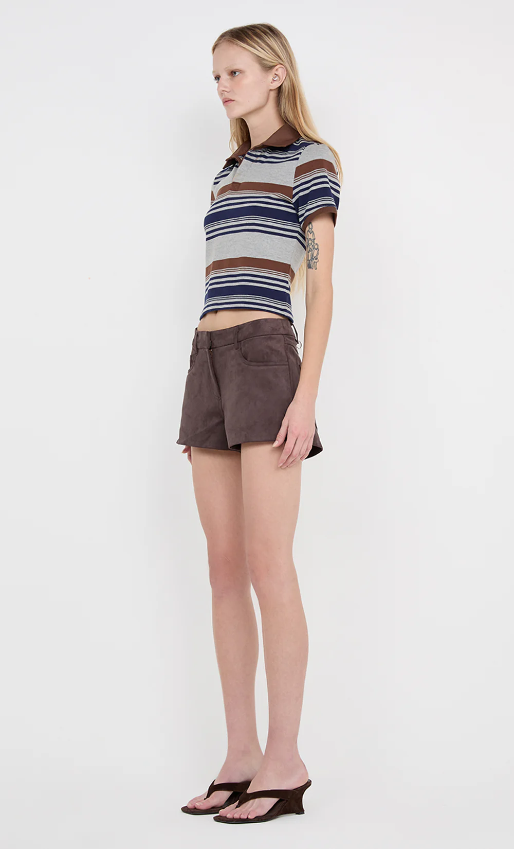 PARKER POLO TEE - STRIPE INK/CHOC/GREY - Image 4