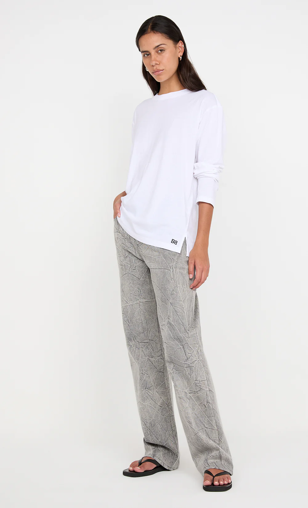 PIP LONG SLEEVE TOP - WHITE - Image 2