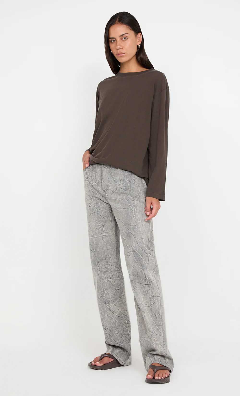 PIP LONG SLEEVE TOP - DARK CHOCOLATE - Image 3