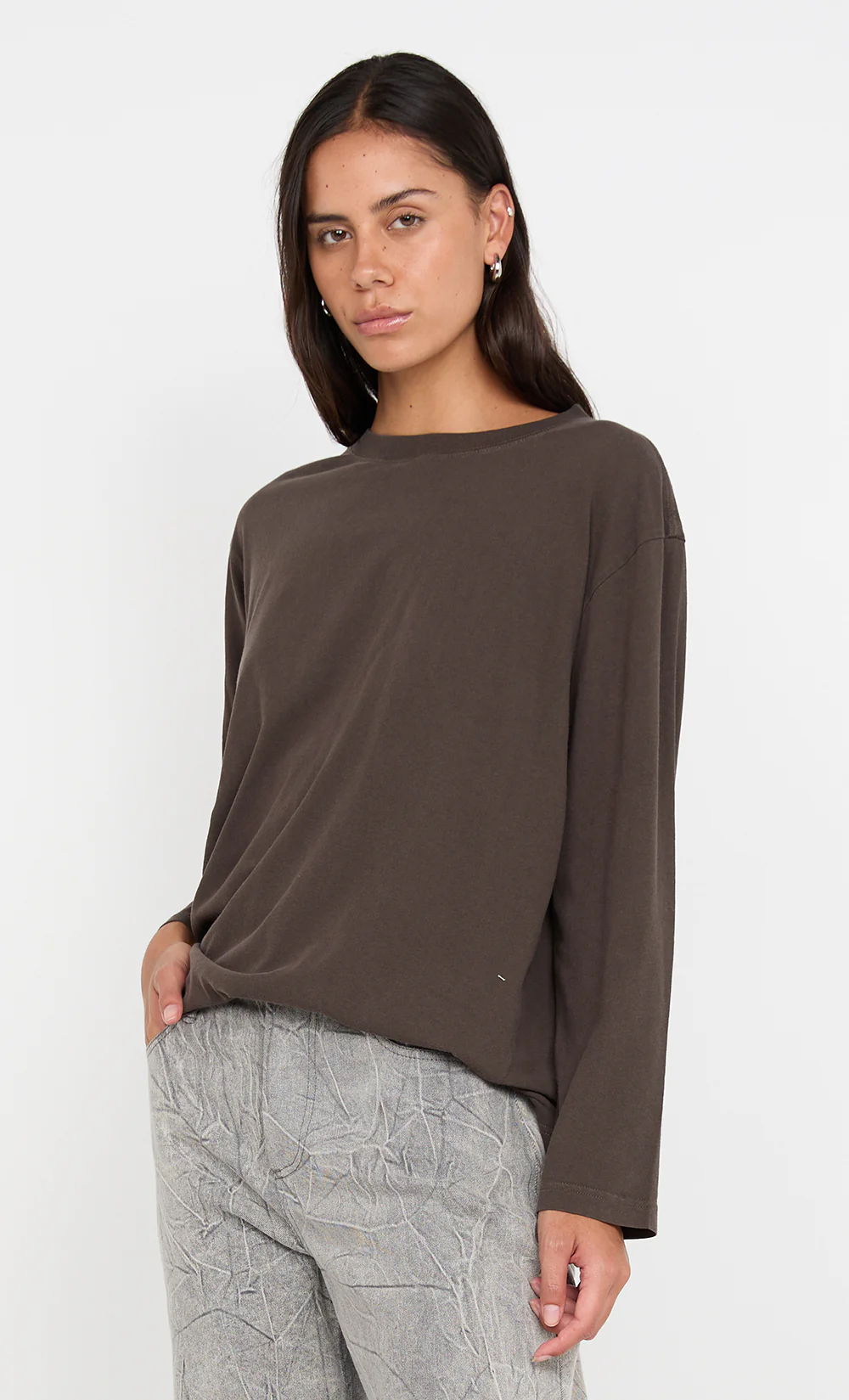 PIP LONG SLEEVE TOP - DARK CHOCOLATE - Image 5