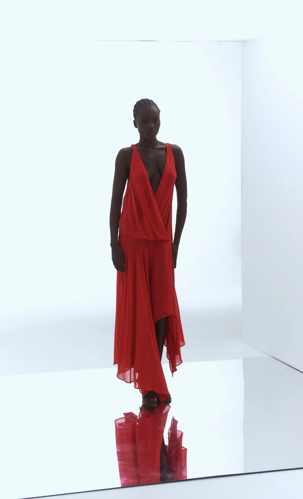 RHONE WRAP ASYM DRESS - CHILLI - Image 2