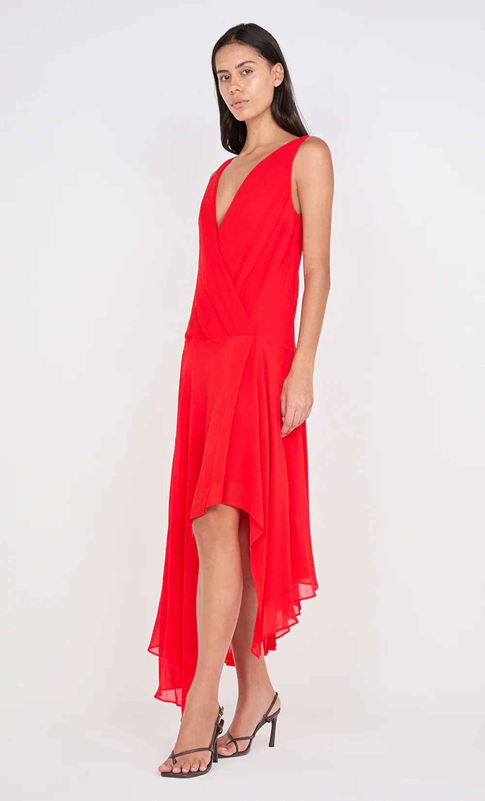 RHONE WRAP ASYM DRESS - CHILLI - Image 3