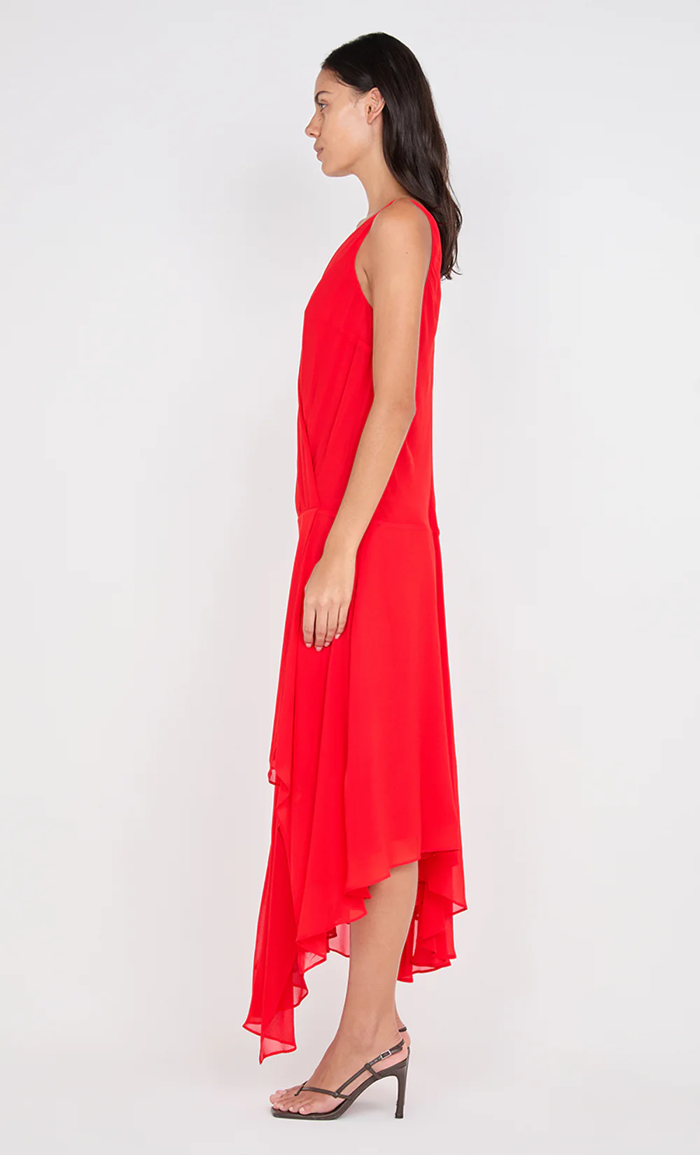 RHONE WRAP ASYM DRESS - CHILLI - Image 4