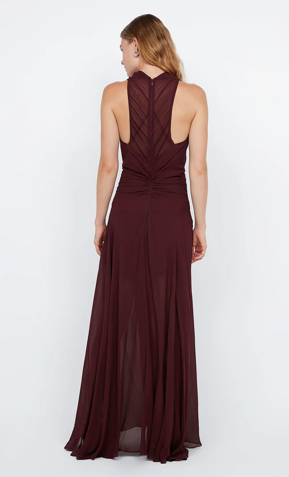 ROCHELLE HIGH NECK DRESS - PLUM - Image 3