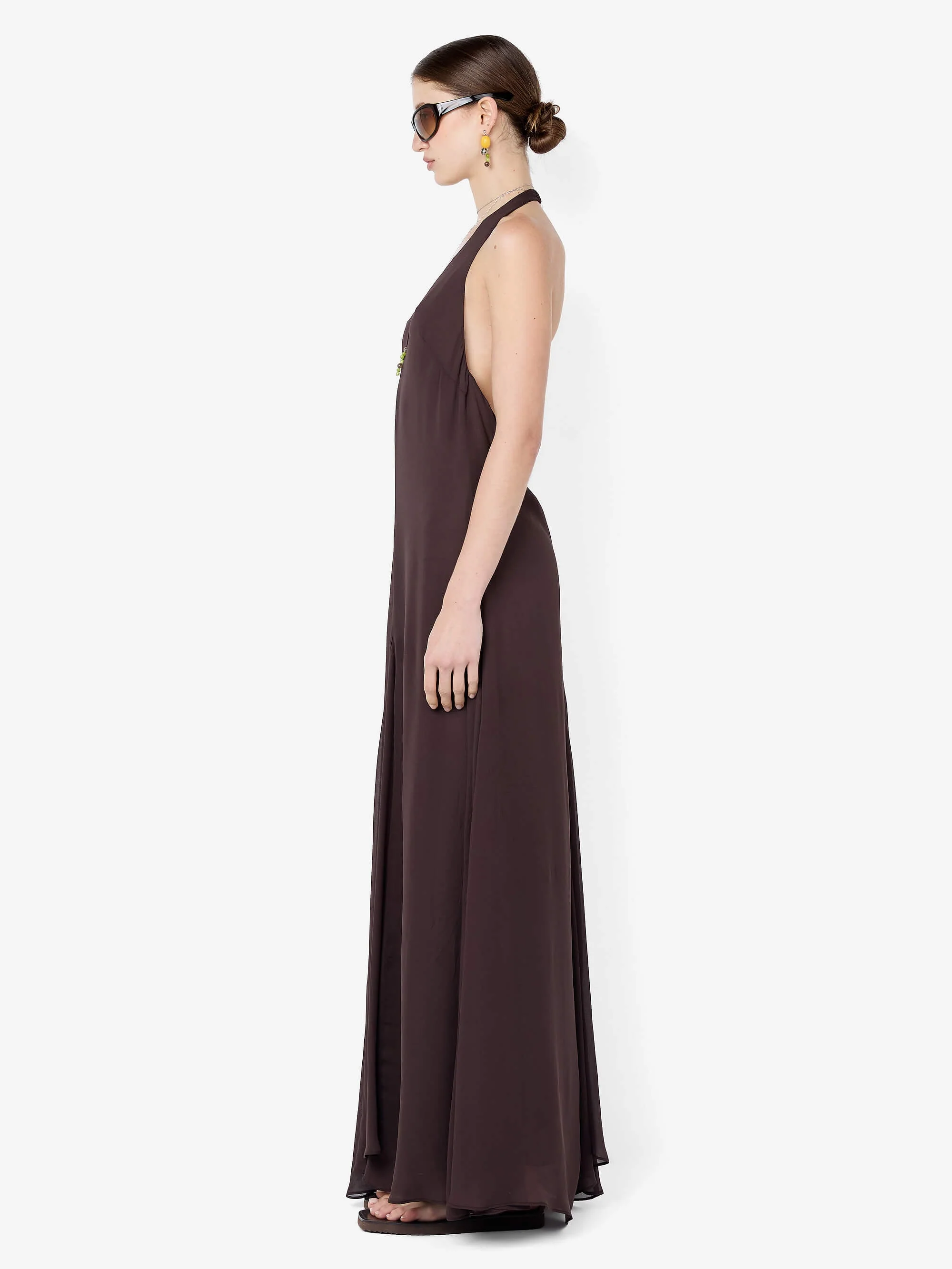 SABRINA TRAPEZE DRESS - DARK CHOCOLATE - Image 3