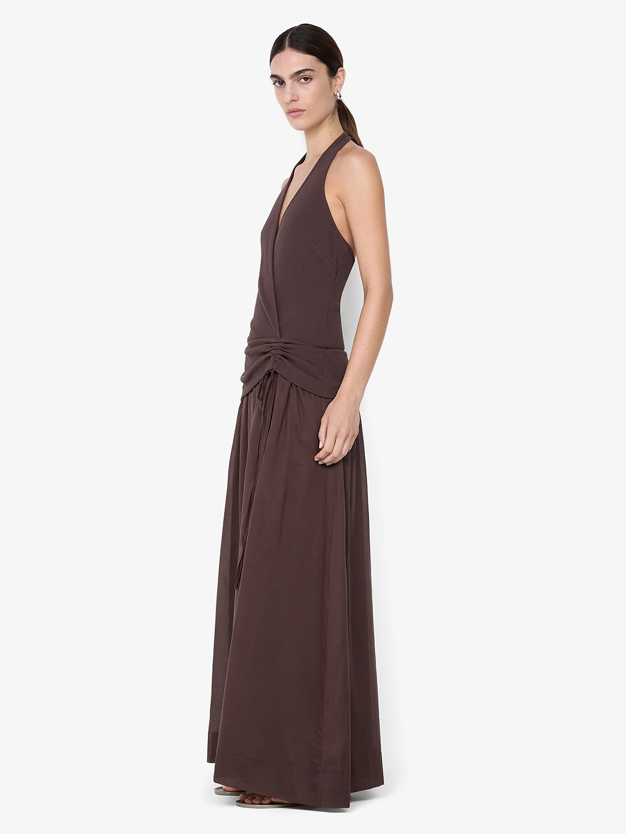 SABRINE HALTER MAXI DRESS - DARK CHOCOLATE - Image 2