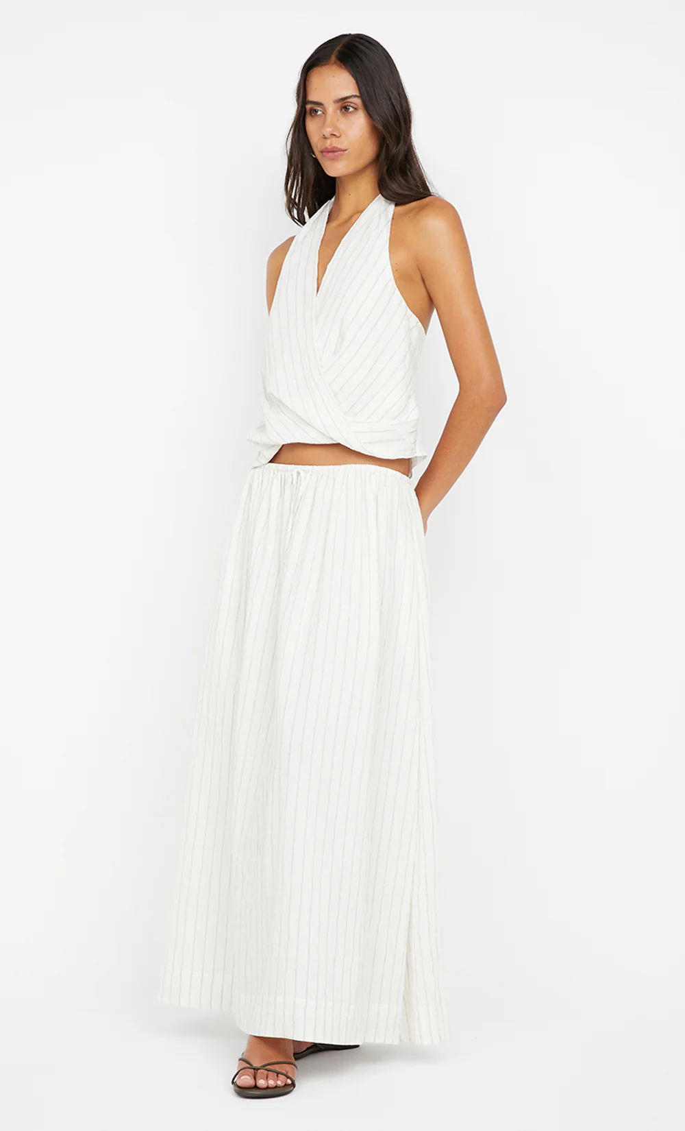 SASKI MAXI SKIRT	 - WHITE/BLACK STRIPE - Image 3