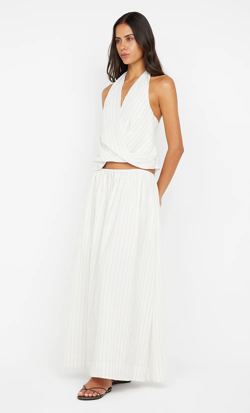 SASKI MAXI SKIRT	 - WHITE/BLACK STRIPE - Image 4