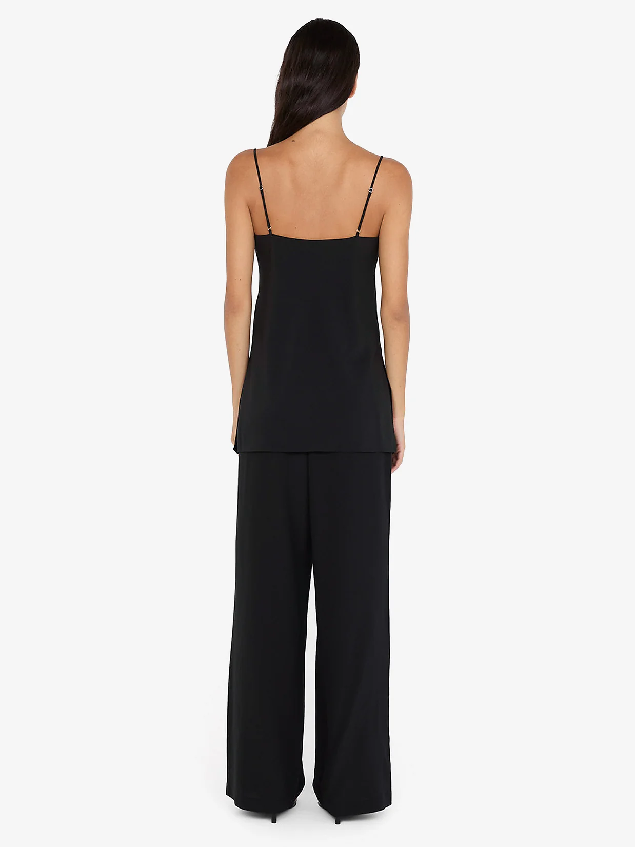 SILK LONG LINE CAMI - BLACK - Image 3