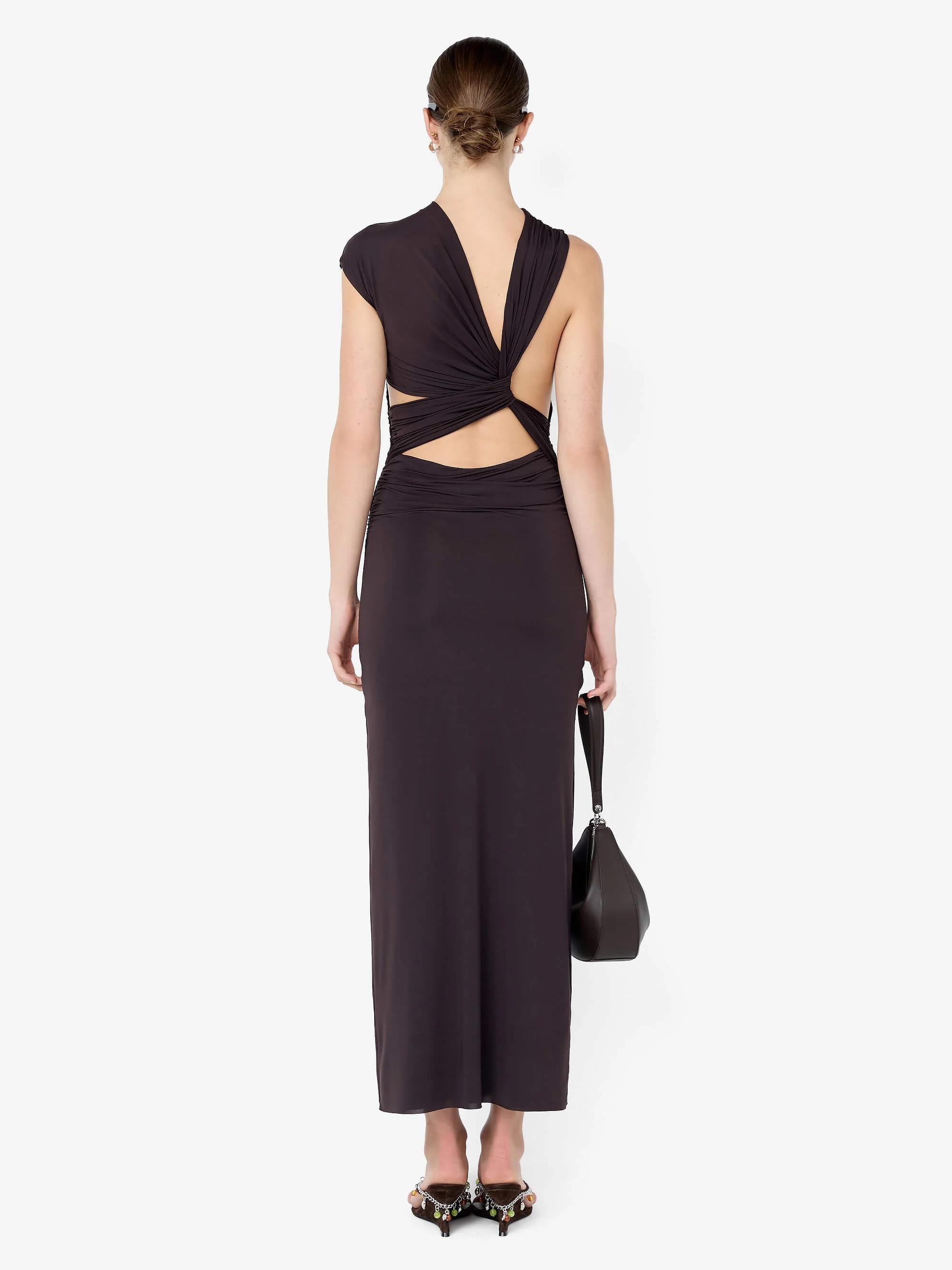SOLENNE TWIST MAXI DRESS - DARK CHOCOLATE - Image 2