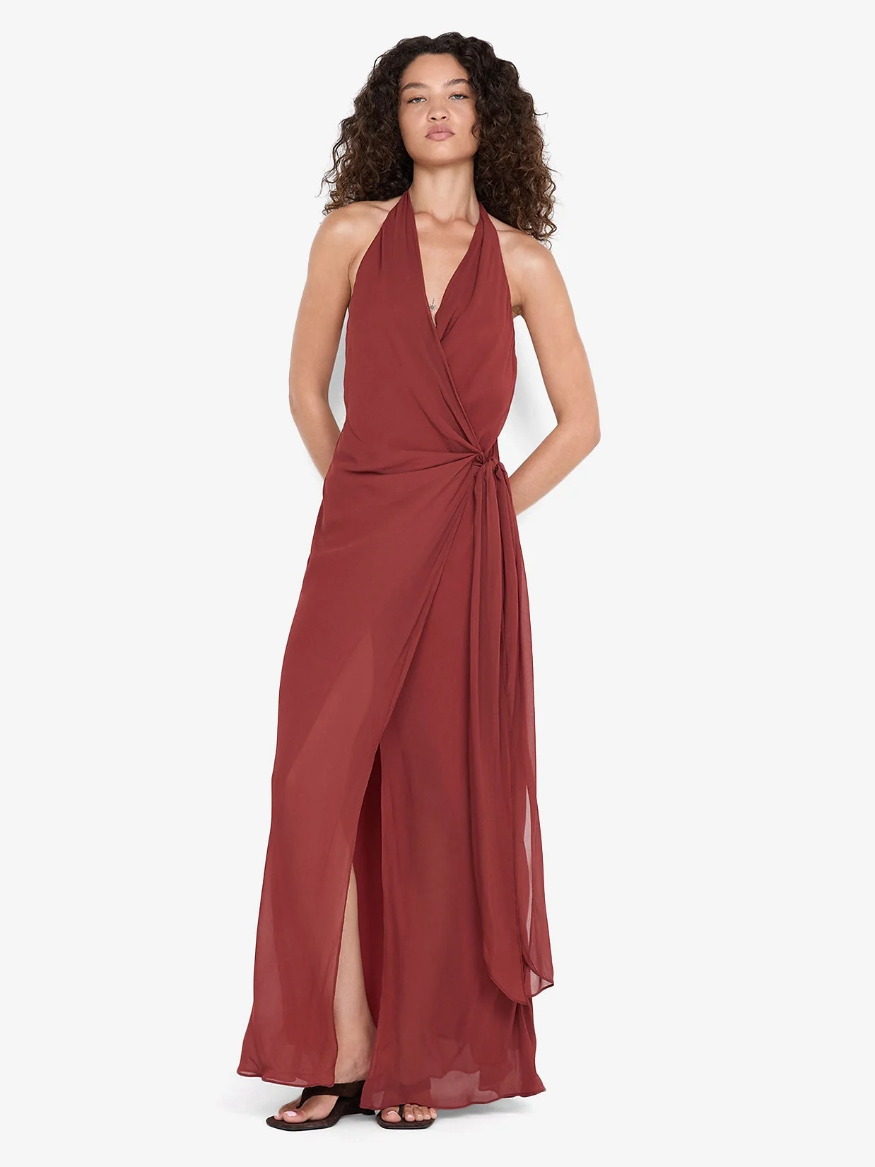 SONEVA WRAP DRESS - RUST - Image 3