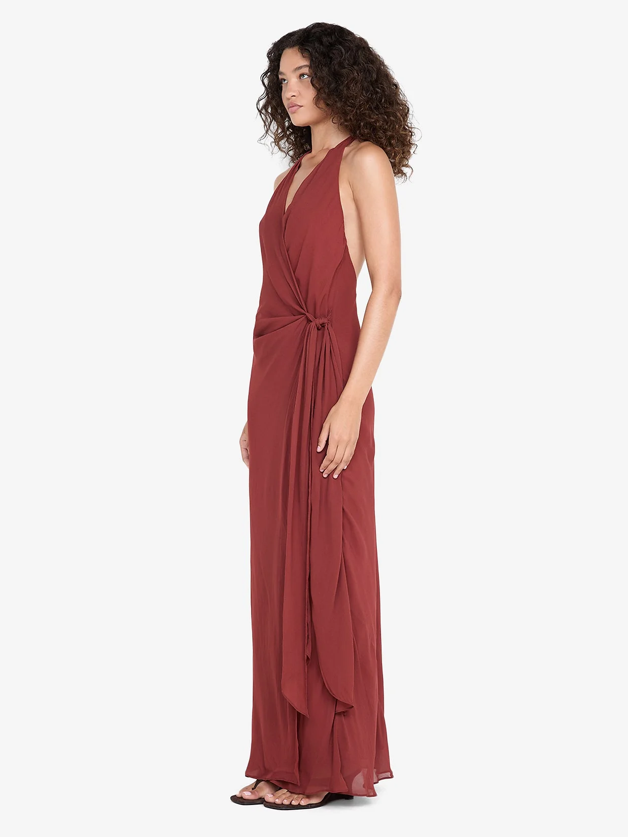 SONEVA WRAP DRESS - RUST - Image 5